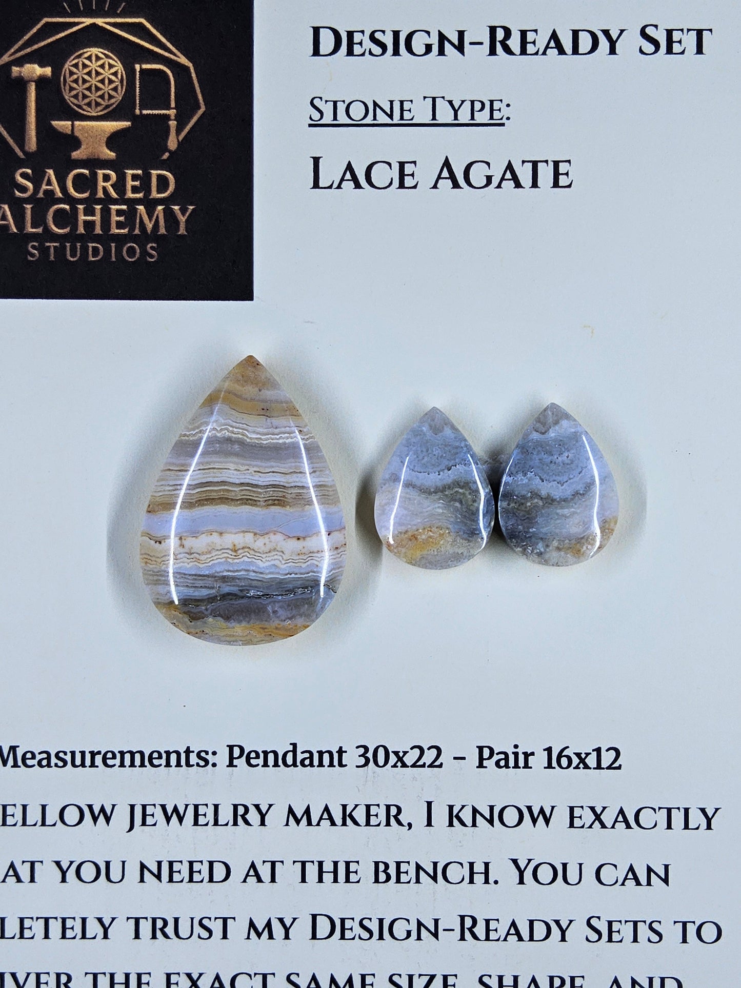 Tear Shape - Lace Agate - Design-Ready Set by Sacred Alchemy Studios