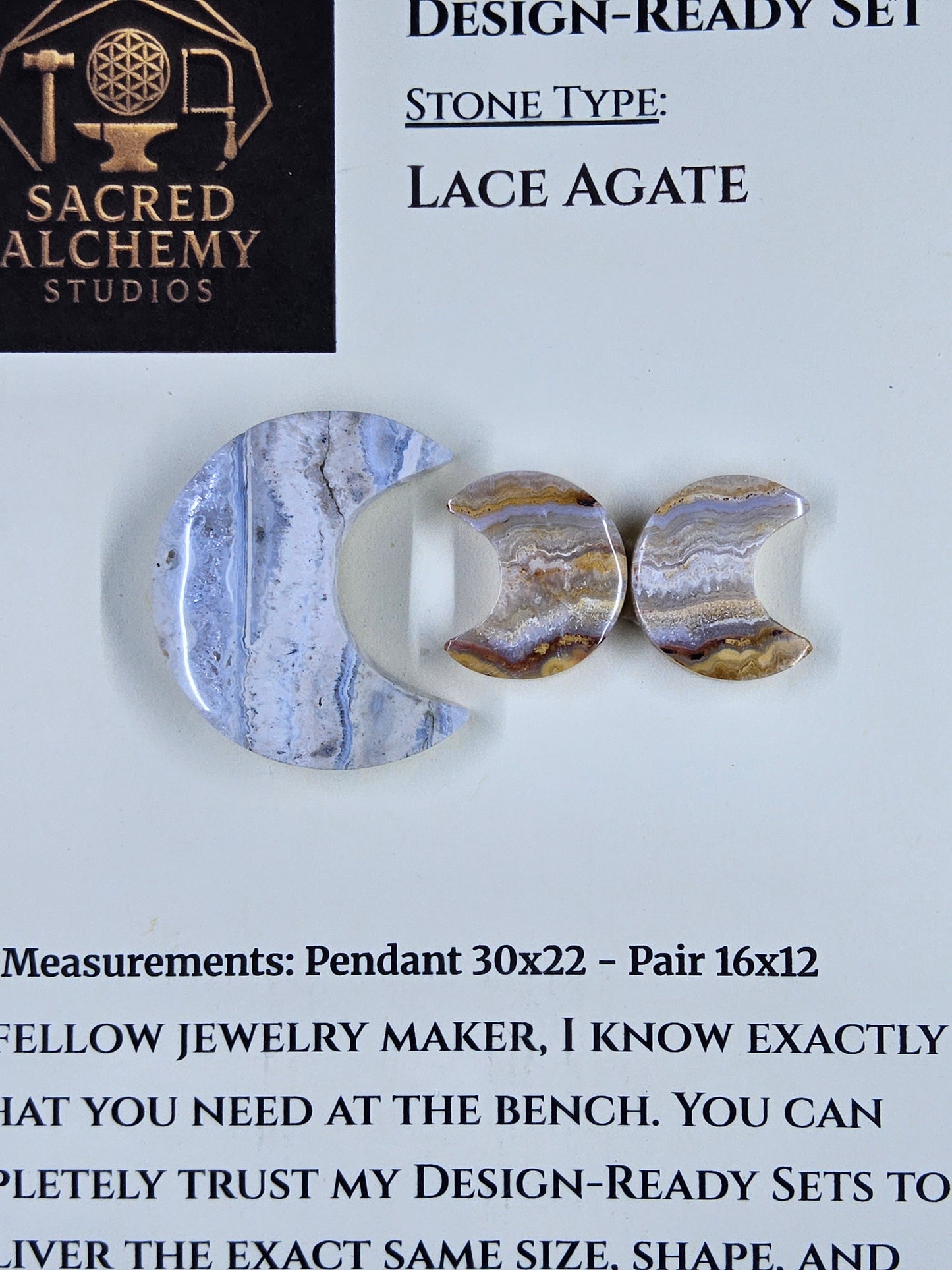 Crescent Moon - Lace Agate - Design-Ready Set by Sacred Alchemy Studios