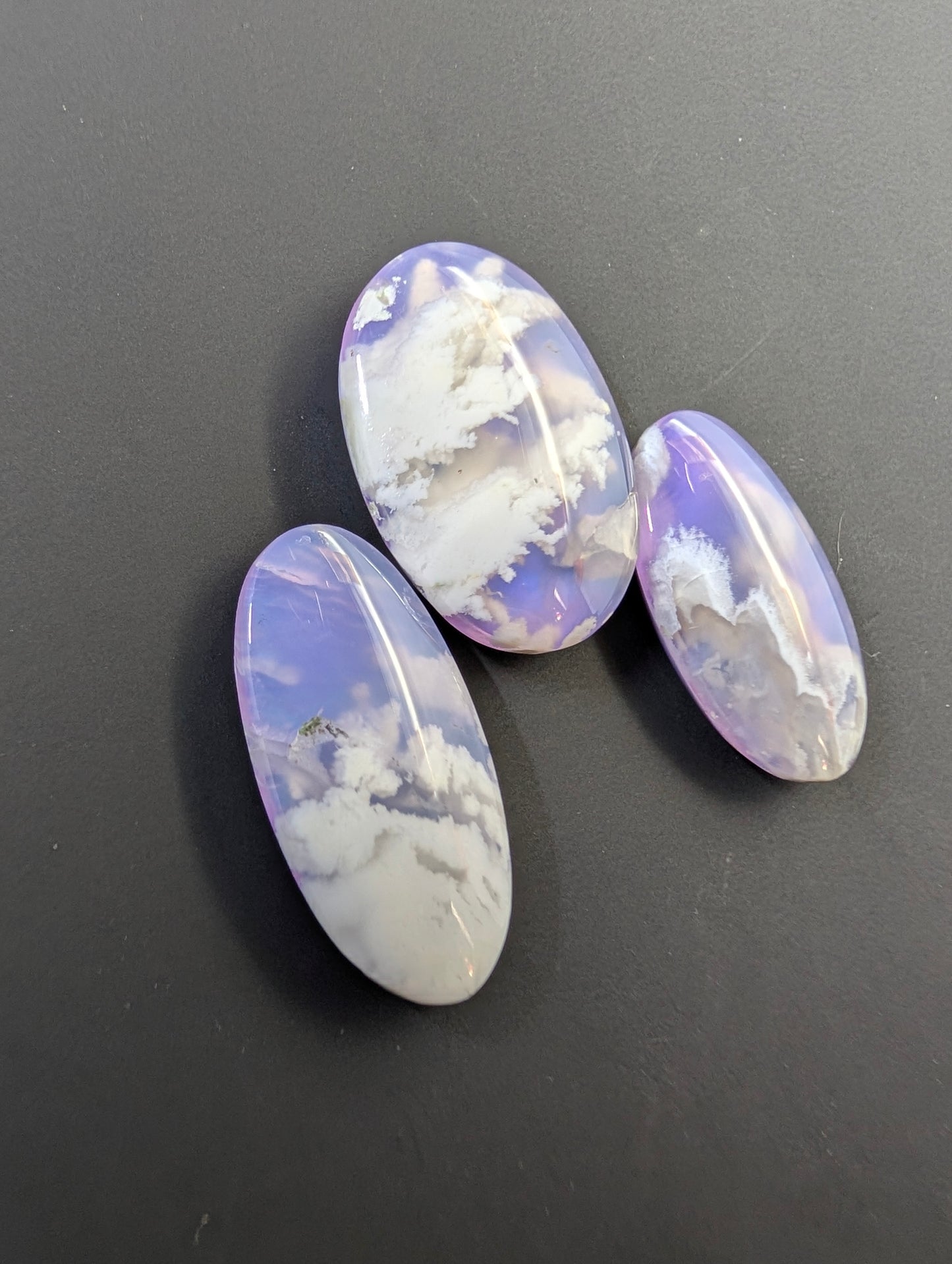 Purple Plume Aurora Doublet Cabochon Matching Pendant & Earing Set. 2/7