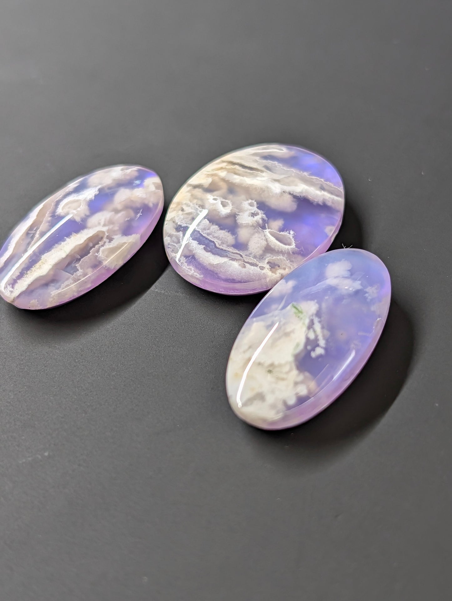 Purple Plume Aurora Doublet Cabochon Matching Pendant & Earing Set. 4/7