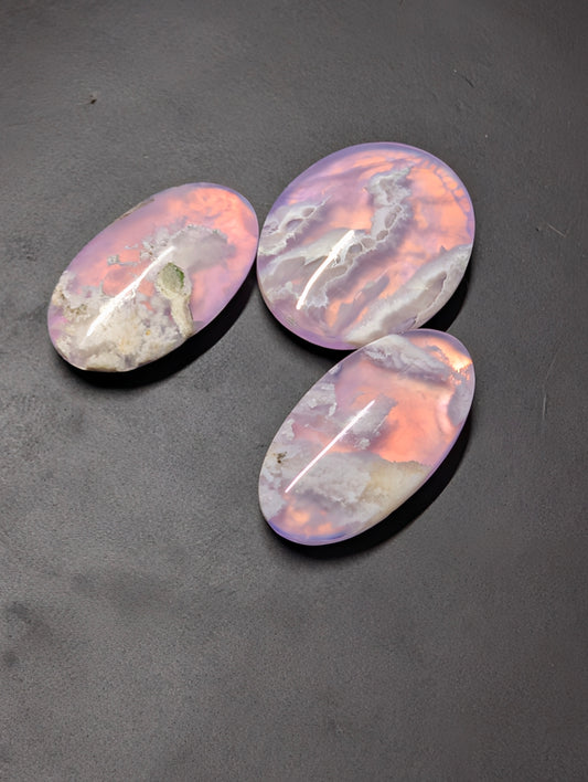 Pink Plume Aurora Doublet - Indonesia - Cabochon Matching Pendant & Earring Set