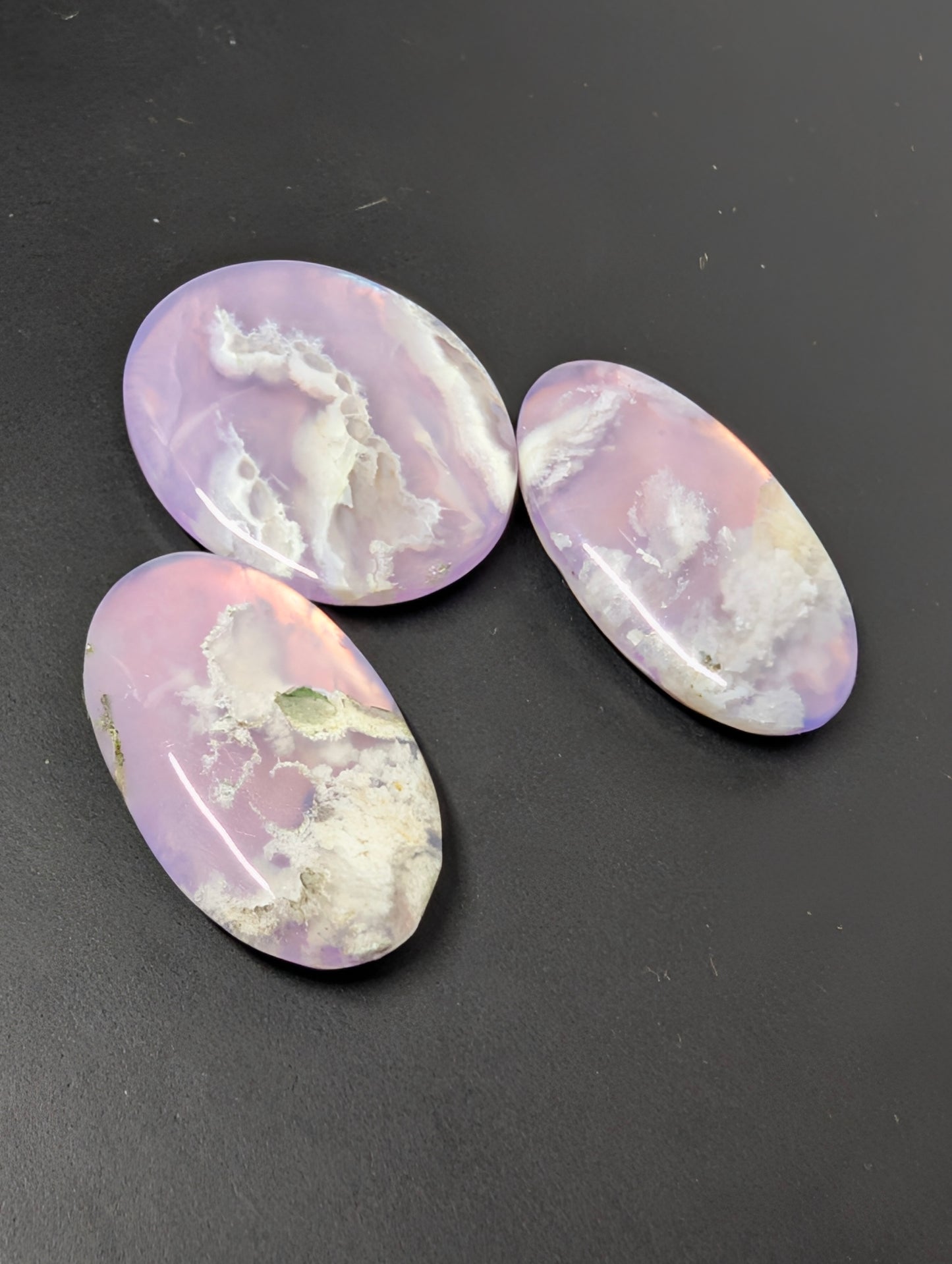 Pink Plume Aurora Doublet - Indonesia - Cabochon Matching Pendant & Earring Set