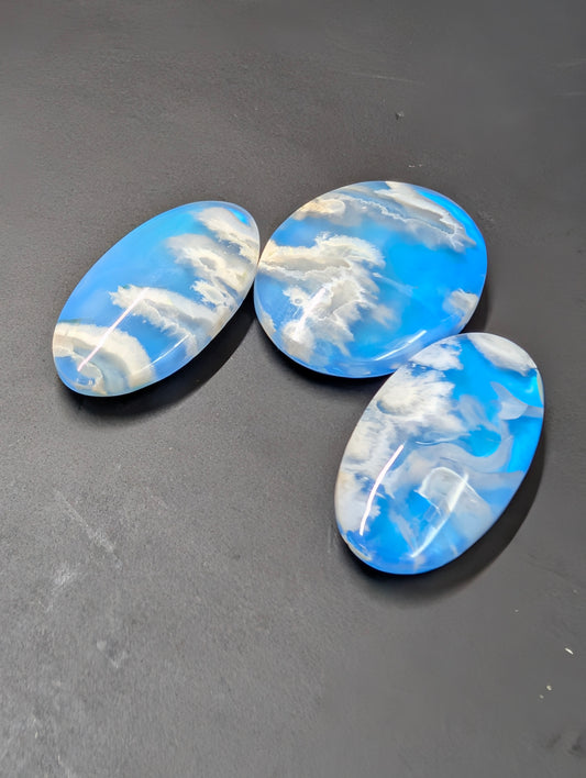 Blue Plume Aurora Doublet - Indonesia - Cabochon Matching Pendant & Earring Set