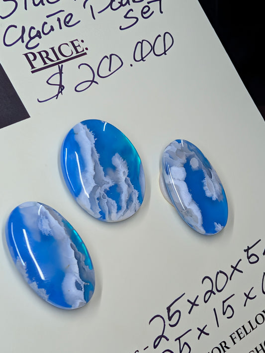 Blue Plume Aurora Doublet - Indonesia - Cabochon Matching Pendant & Earring Set