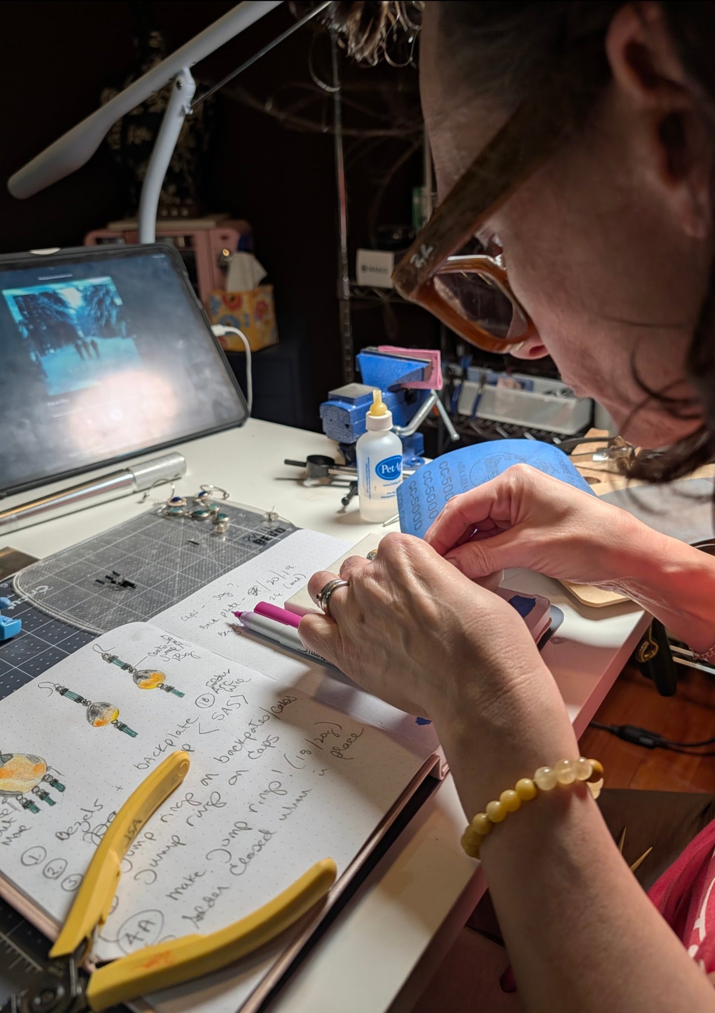 Bumblebee Jasper, Tourmaline, & Silver - Harmonized Pendant & Earring Set