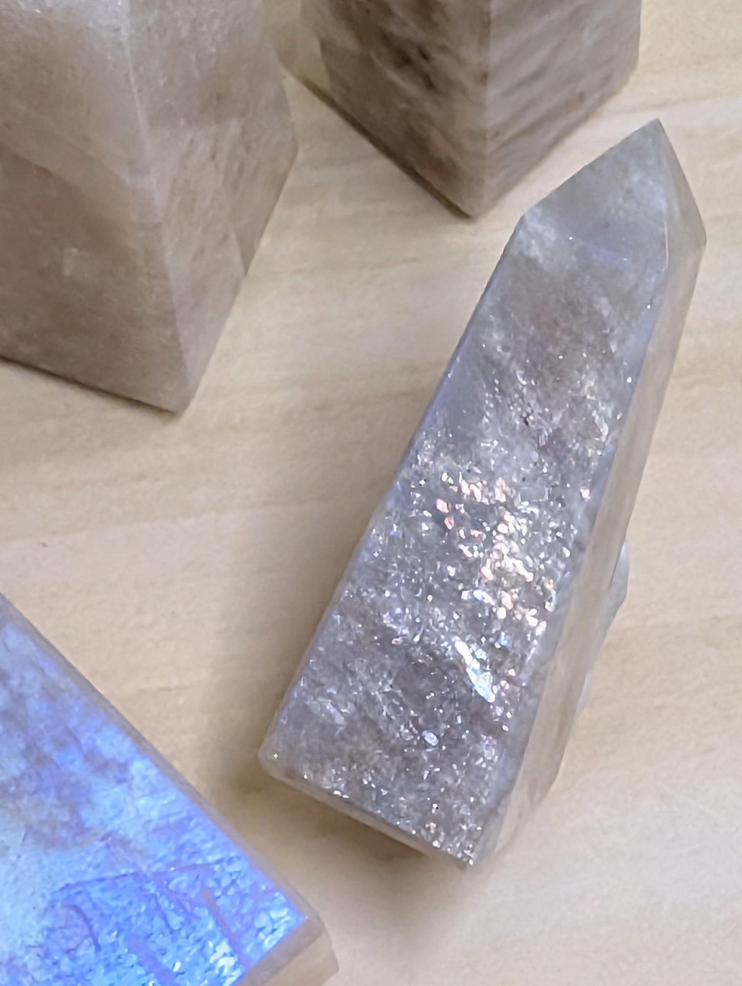 Fancy Moonstone Towers (White Labradorite) – Polished Crystal Points