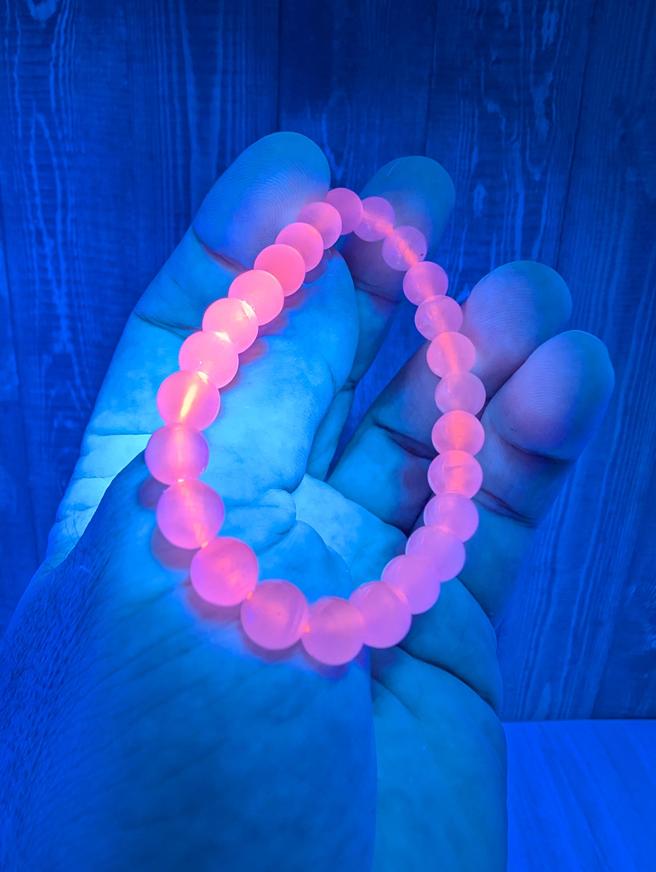 Mangano Calcite Bracelet - 8mm Beads - UV Reactive by Sacred Alchemy Studios