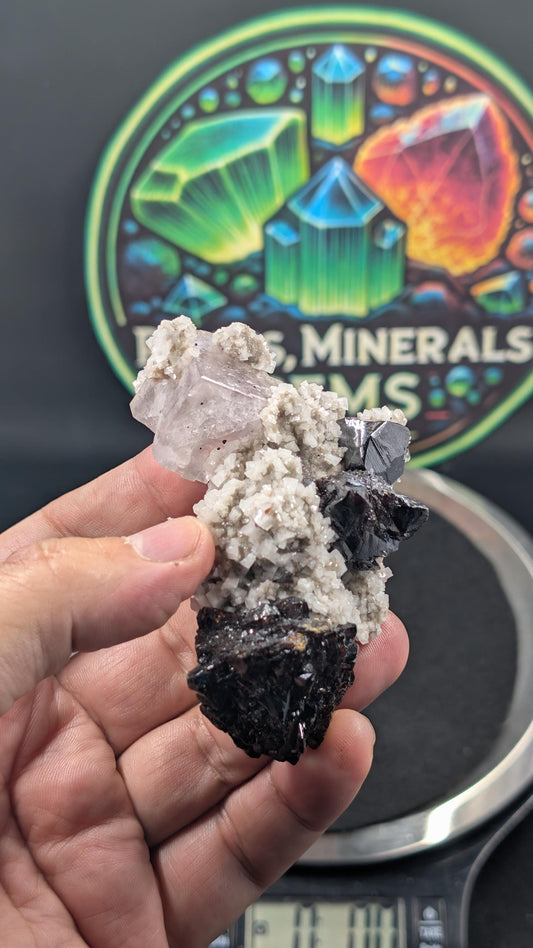 Sphalerite with Purple Fluorite on Dolomite