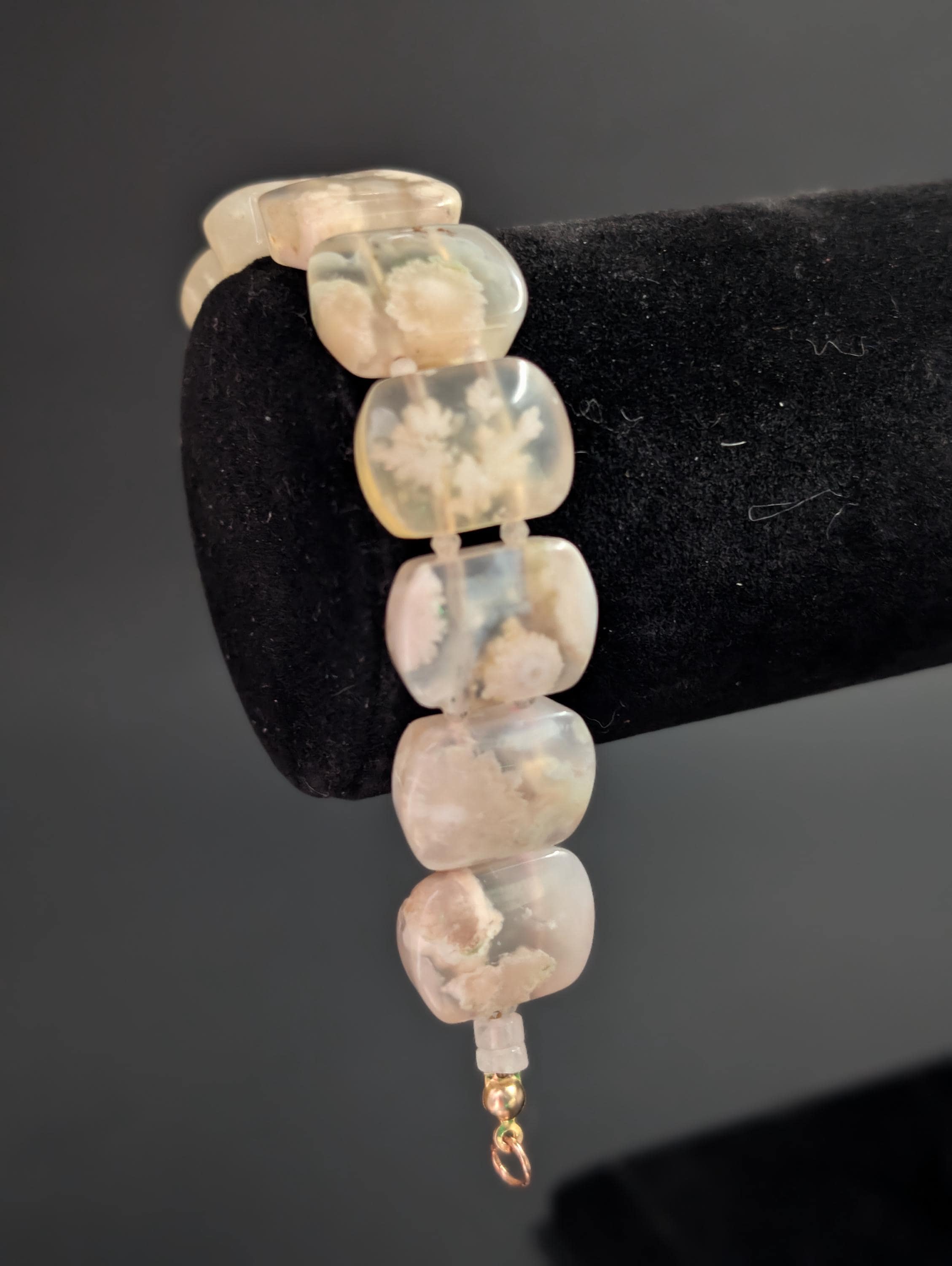 Flower Agate – Small Beads Moonstone - End Bead Rose Quarts - Madagascar – Bracelet by Sacred Alchemy Studios