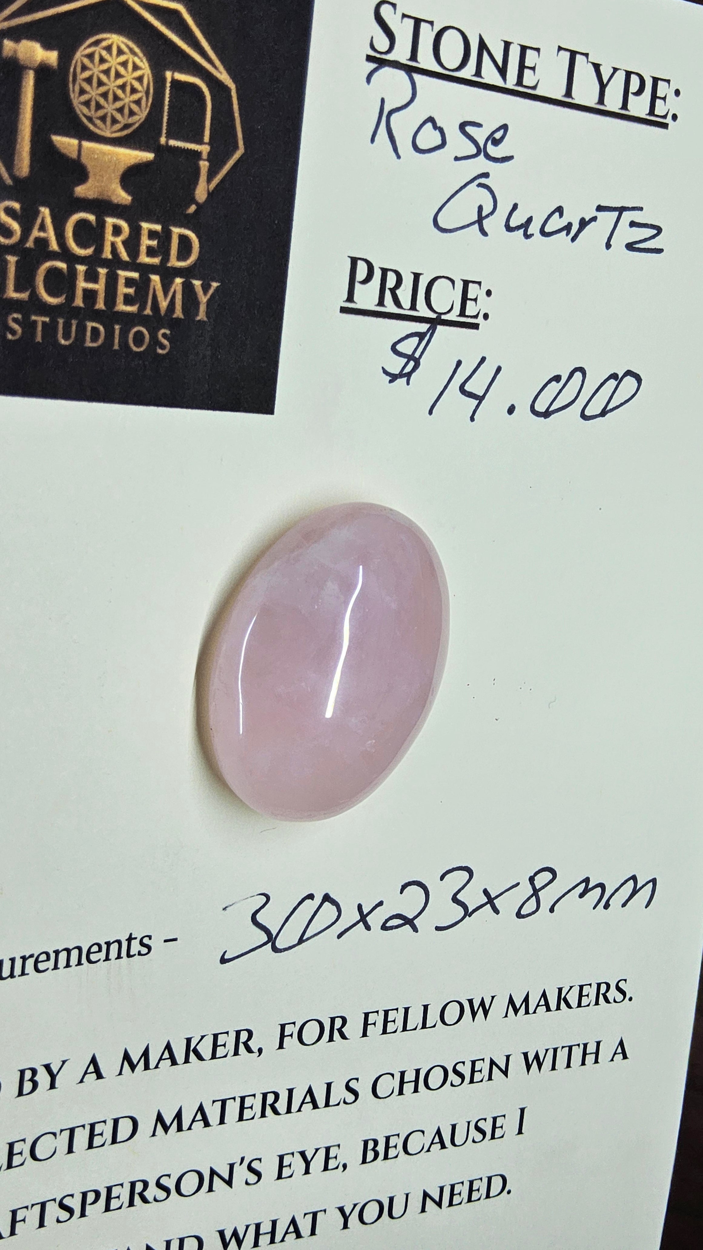 Rose Quartz Cabochon by Sacred Alchemy Studios