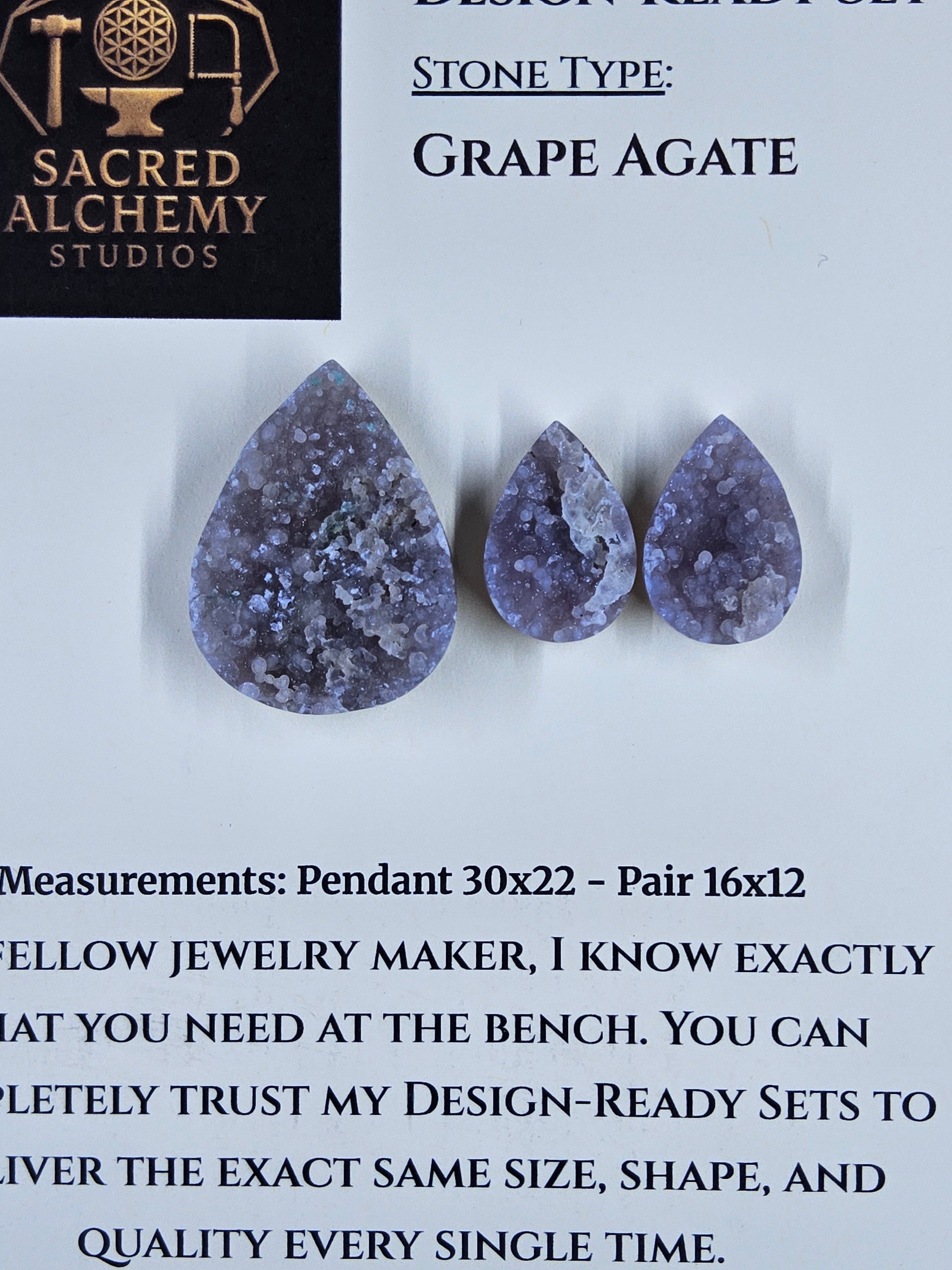 Tear Shape - Grape Agate - Botryoidal - Design-Ready Set by Sacred Alchemy Studios