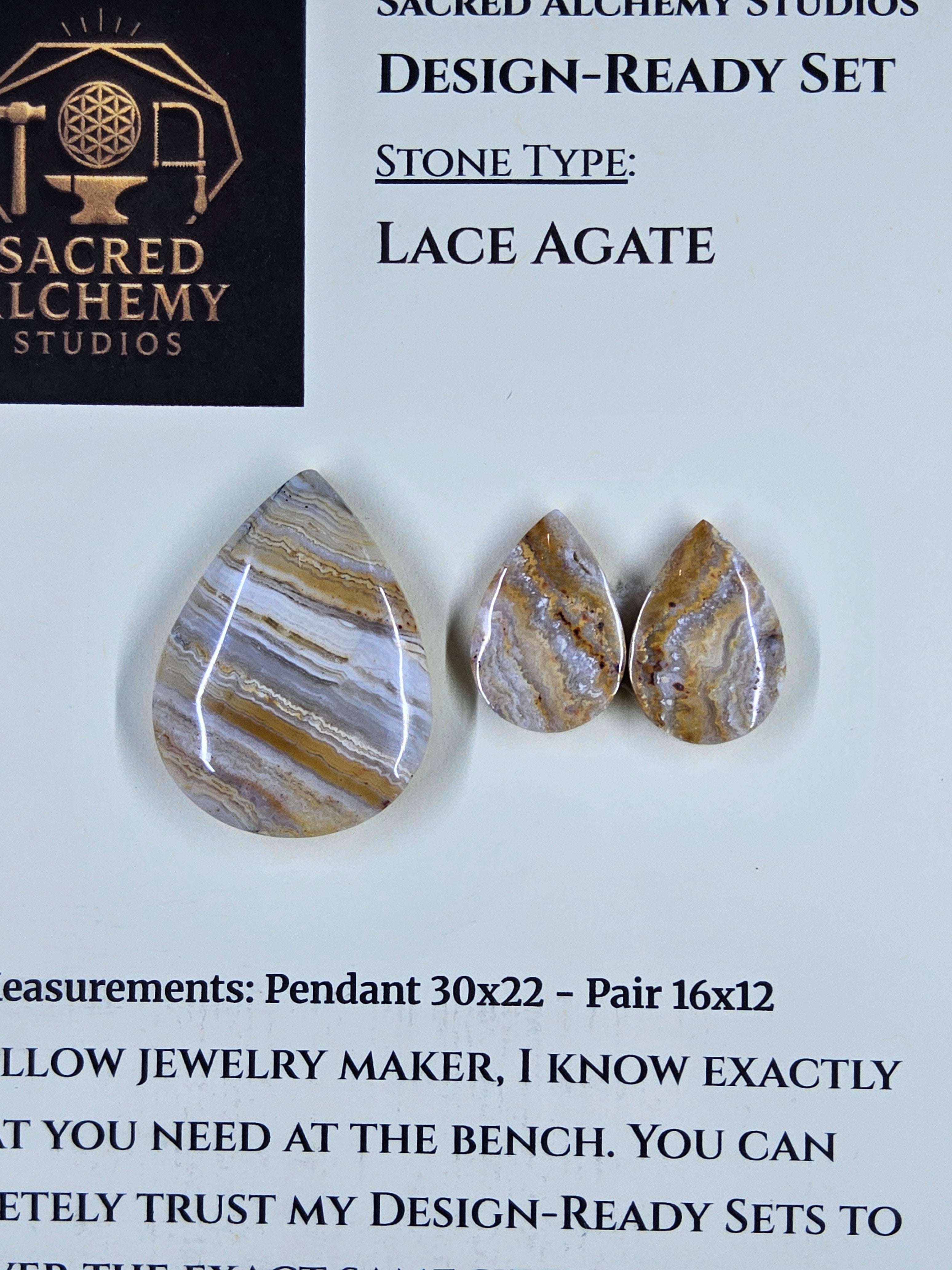 Tear Shape - Lace Agate - Design-Ready Set by Sacred Alchemy Studios