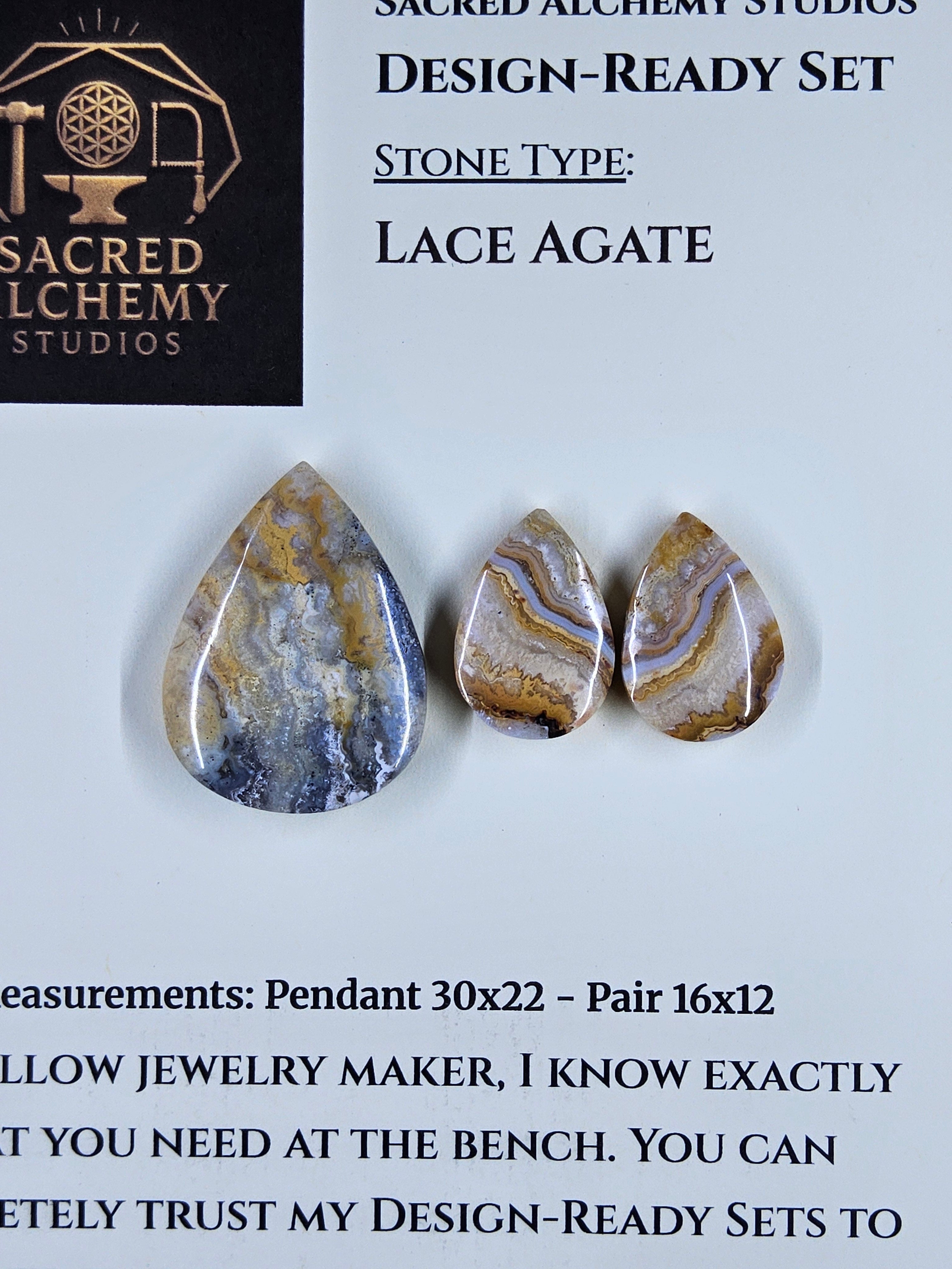 Tear Shape - Lace Agate - Design-Ready Set by Sacred Alchemy Studios