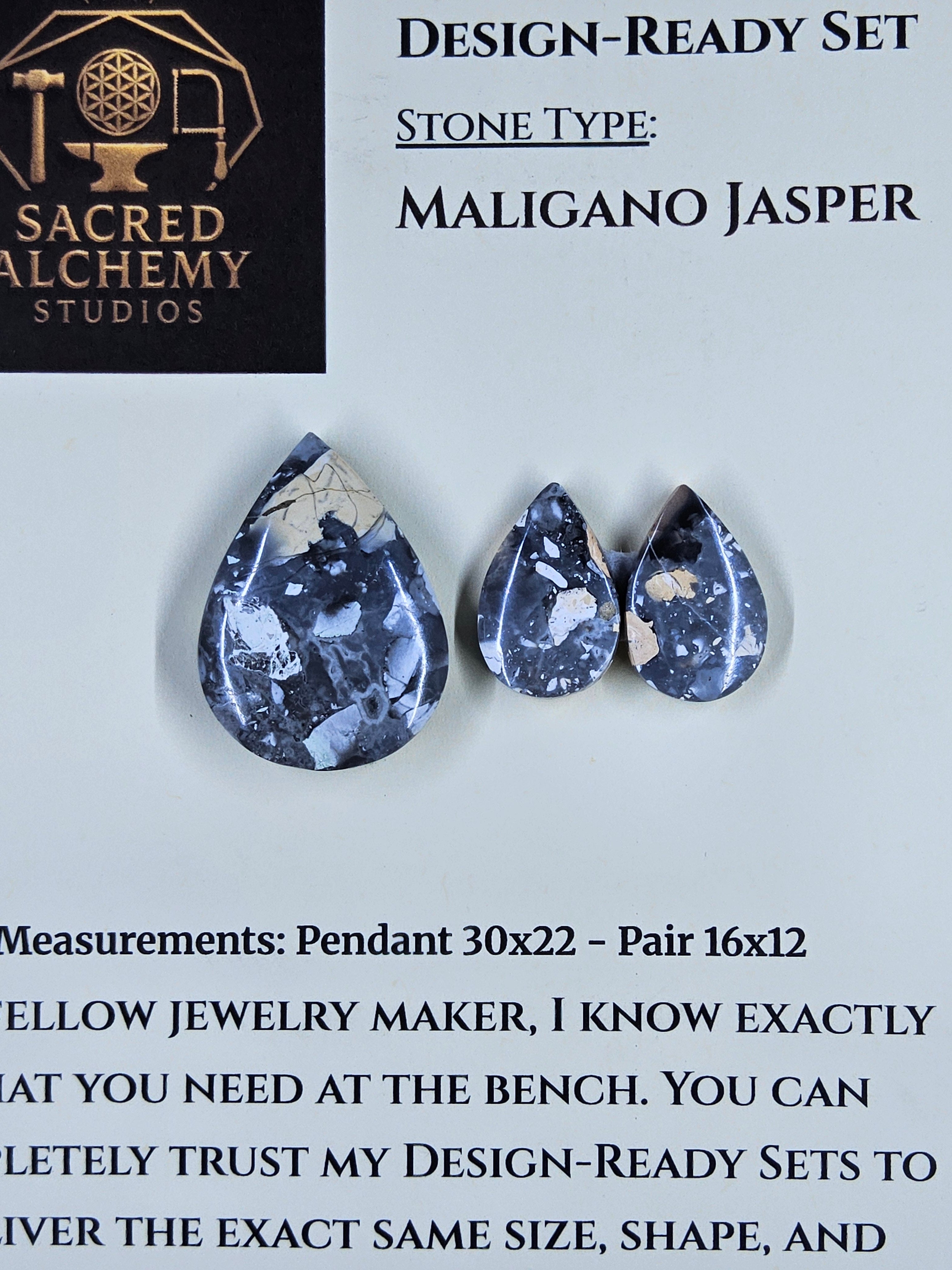 Tear Shape - Maligano Jasper - Design-Ready Set by Sacred Alchemy Studios