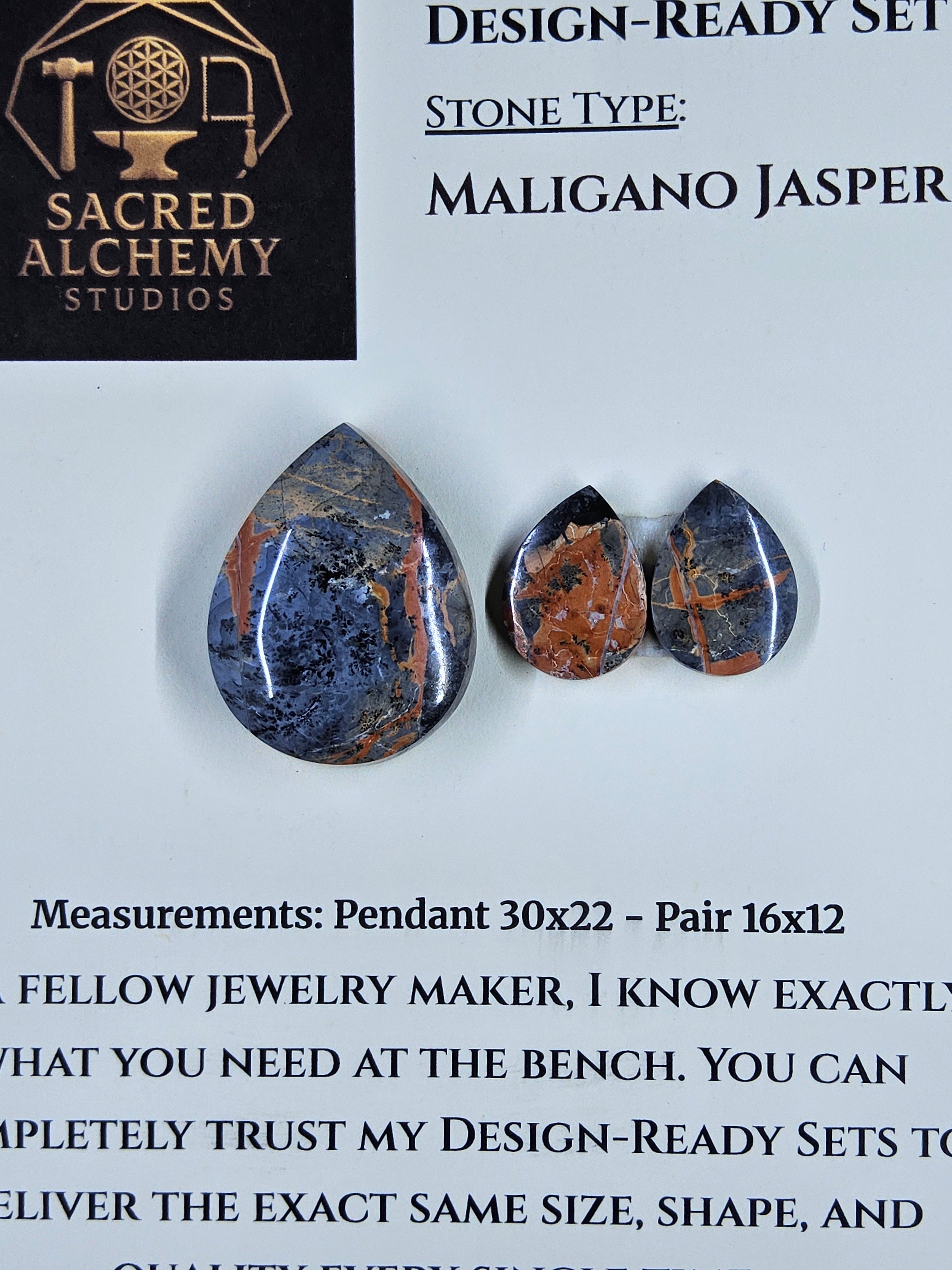 Tear Shape - Maligano Jasper - Design-Ready Set by Sacred Alchemy Studios