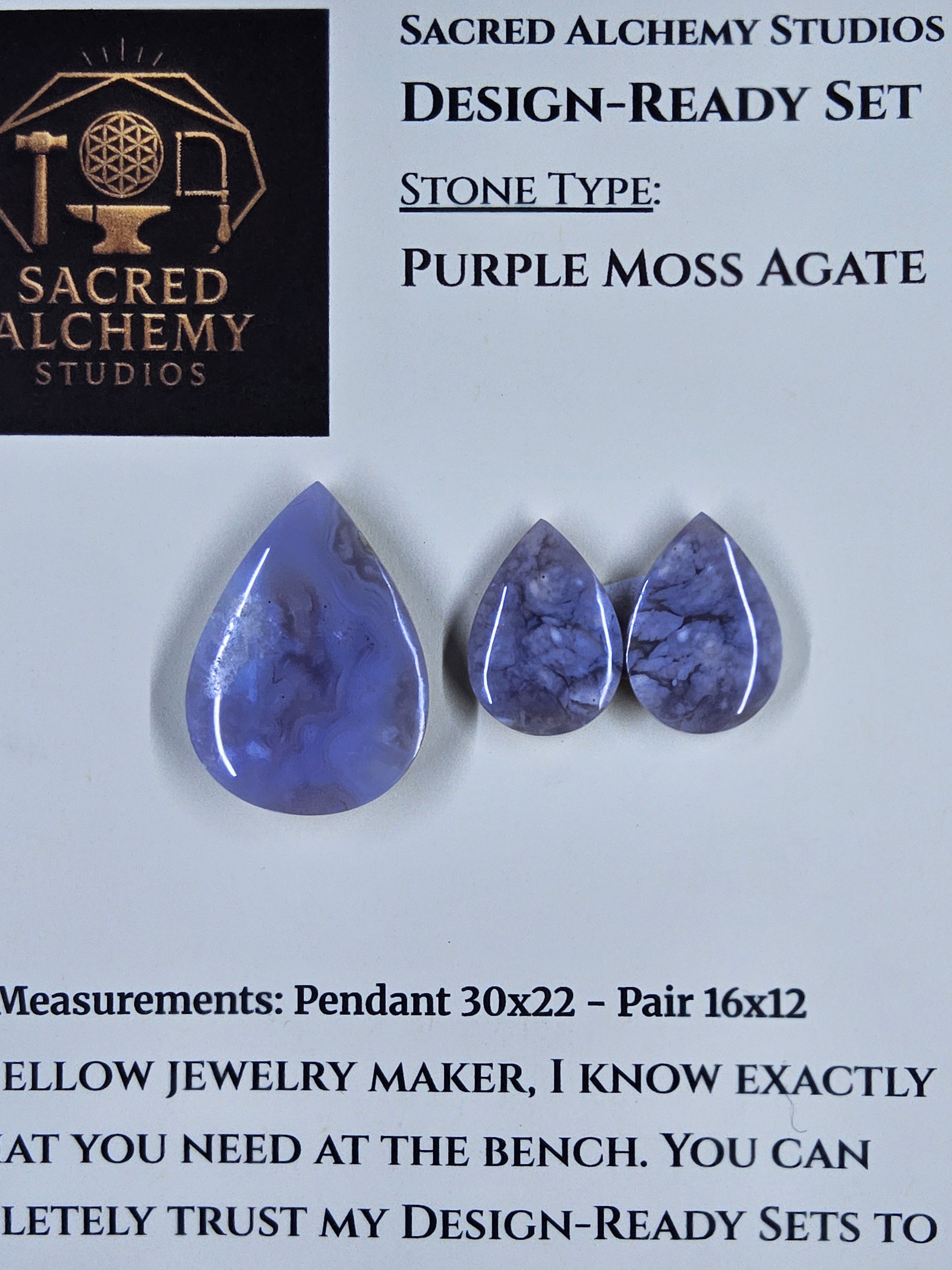 Tear Shape - Purple Moss Agate - Design-Ready Set by Sacred Alchemy Studios