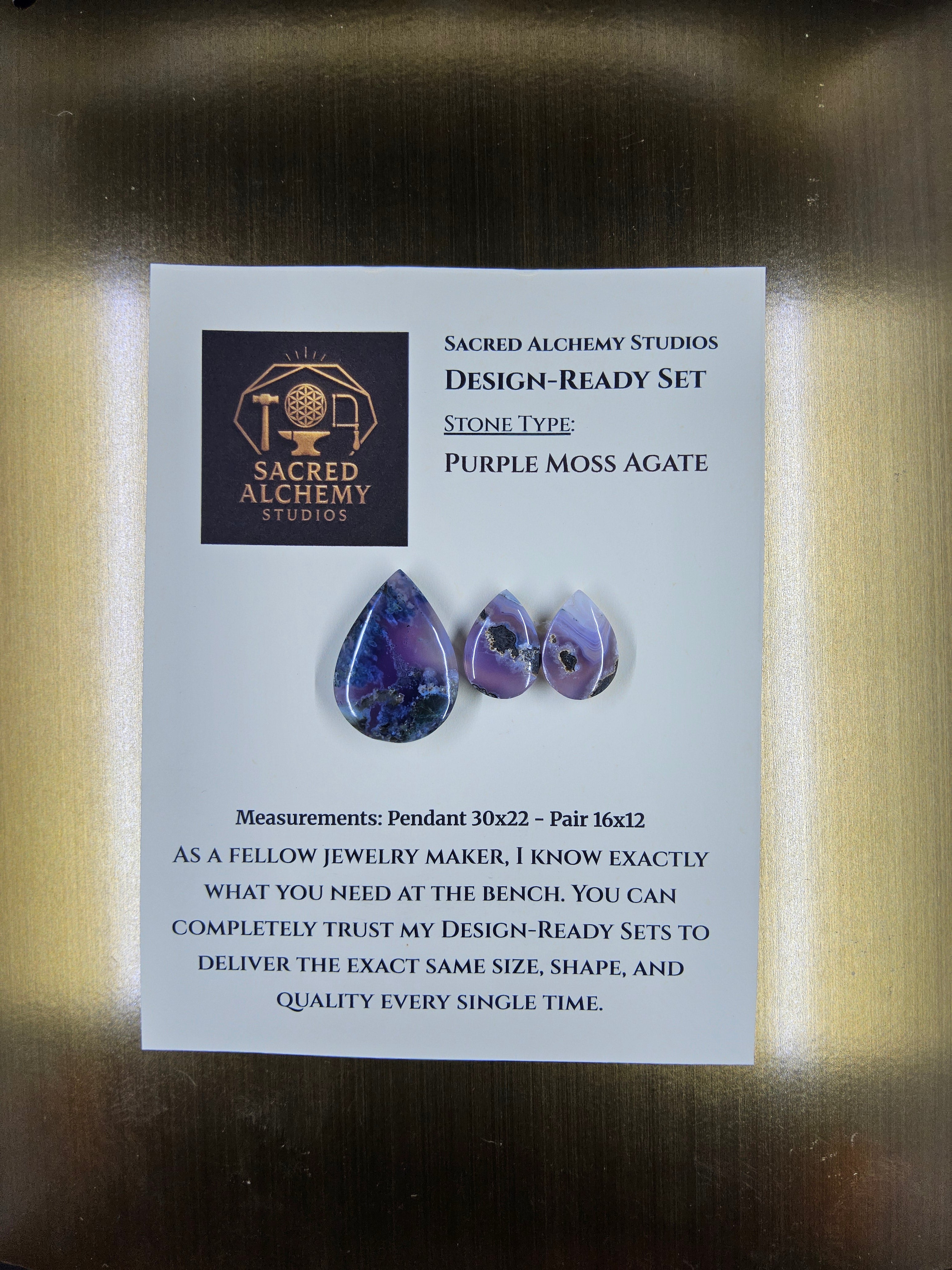 Tear Shape - Purple Moss Agate - Design-Ready Set by Sacred Alchemy Studios