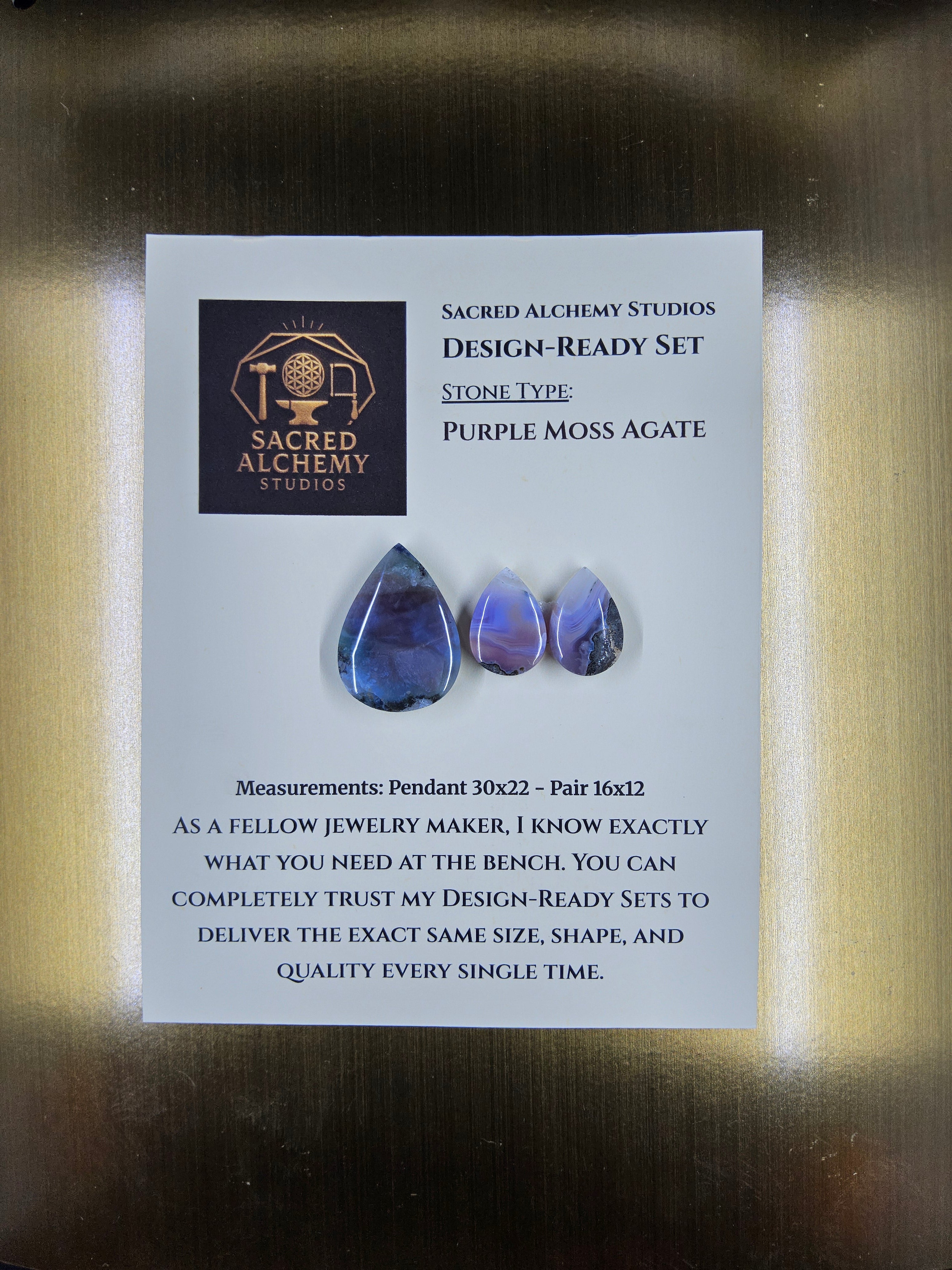 Tear Shape - Purple Moss Agate - Design-Ready Set by Sacred Alchemy Studios