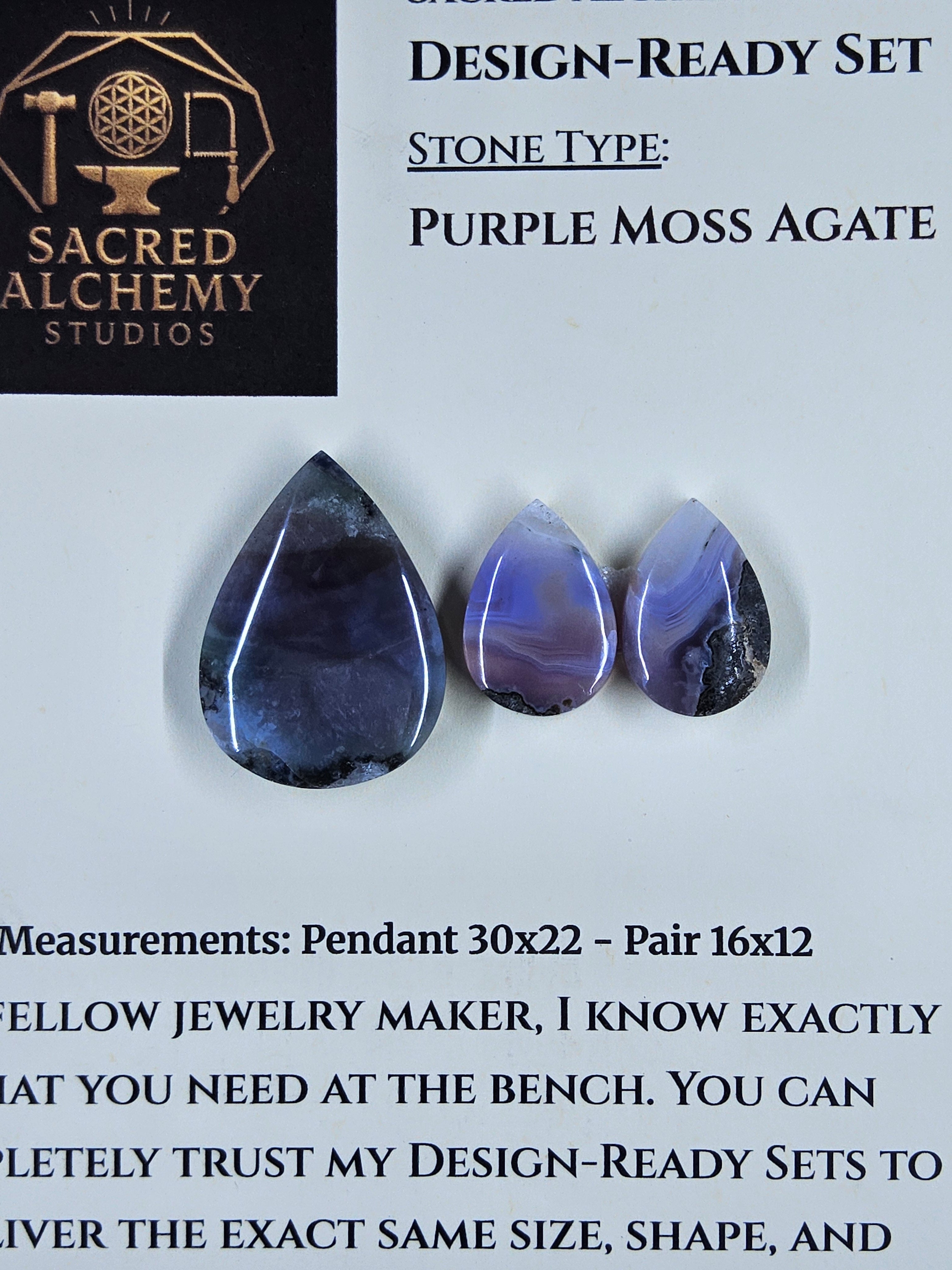 Tear Shape - Purple Moss Agate - Design-Ready Set by Sacred Alchemy Studios