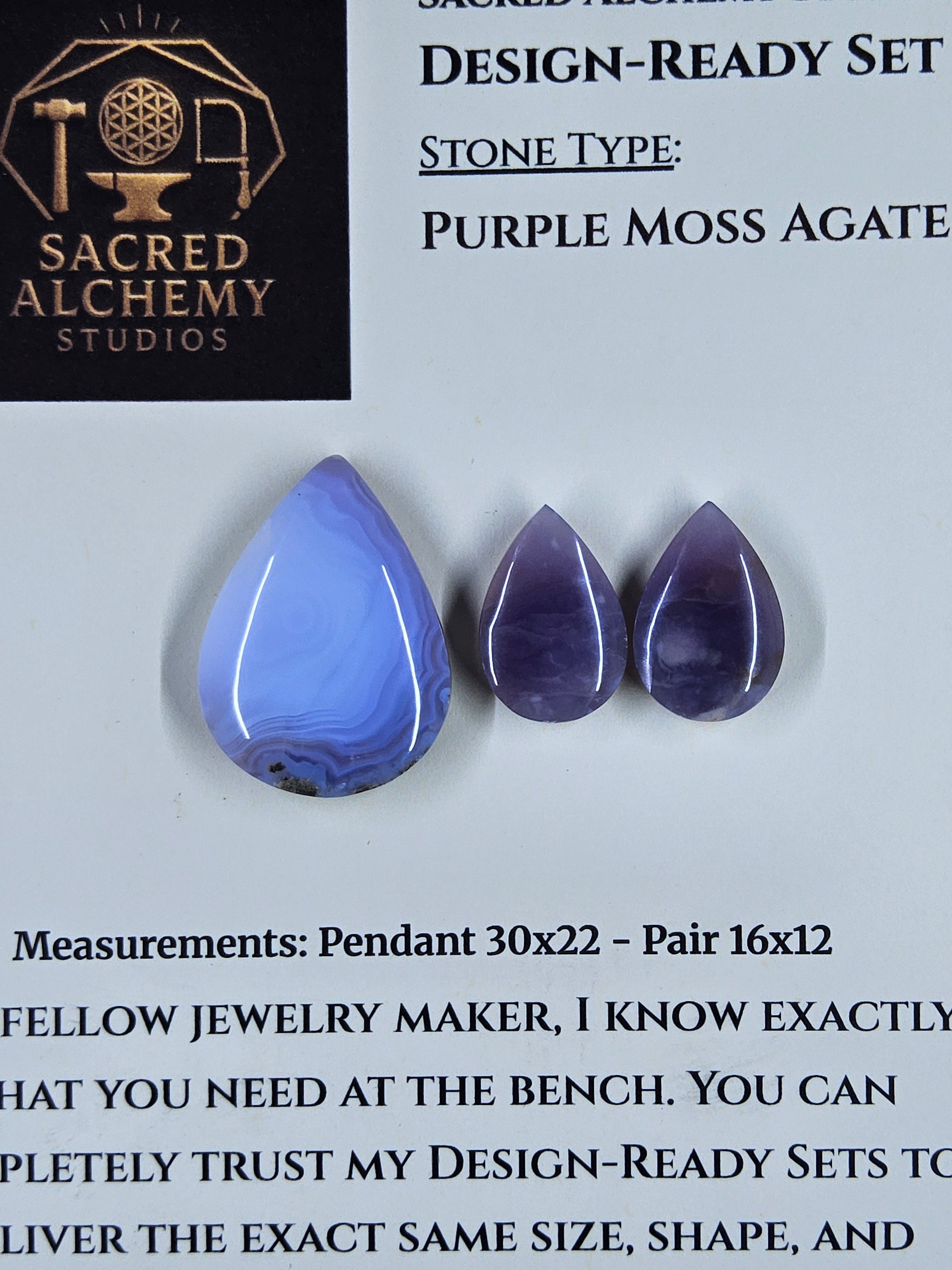 Tear Shape - Purple Moss Agate - Design-Ready Set by Sacred Alchemy Studios