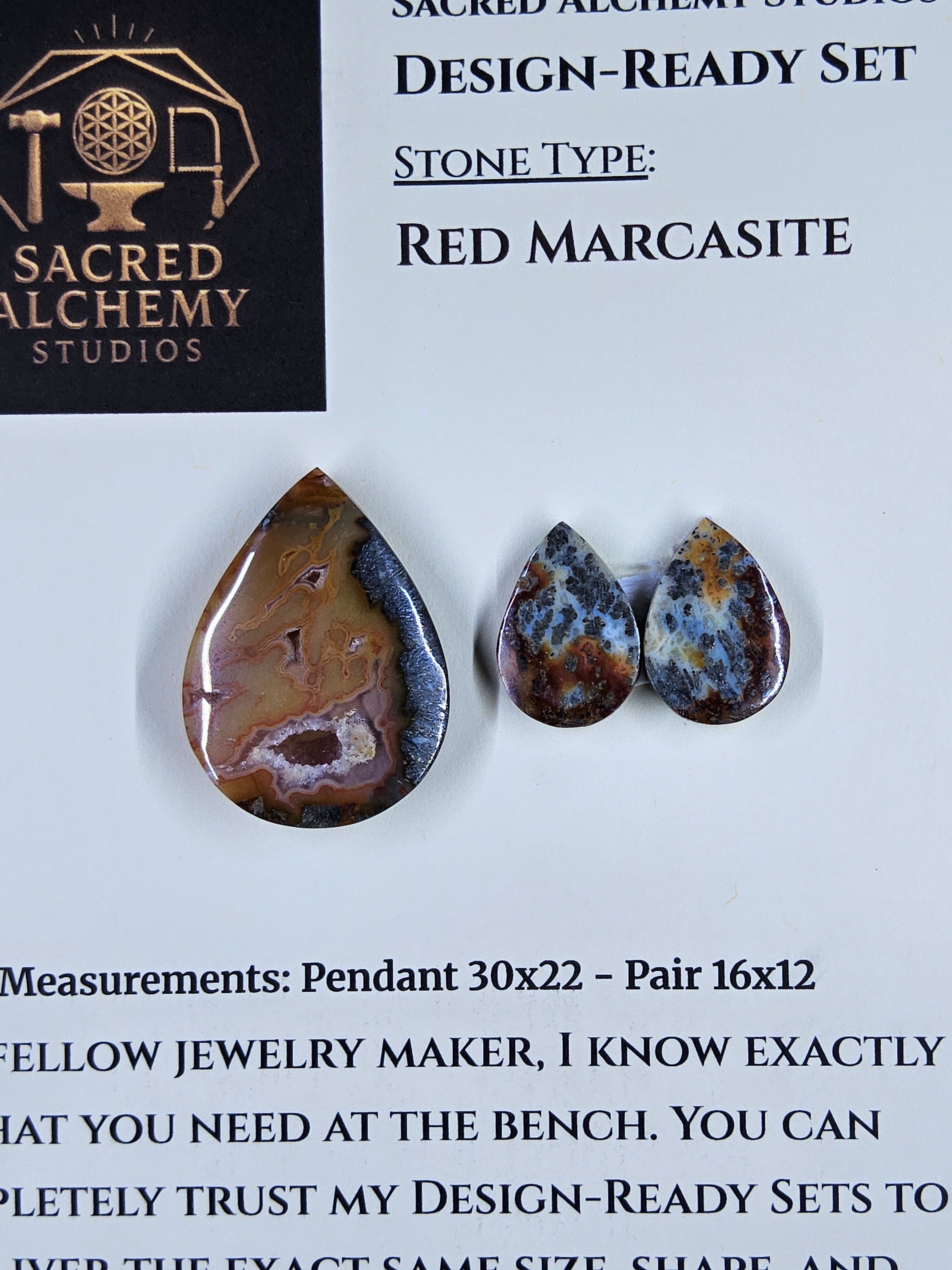 Tear Shape - Red Marcasite - Design-Ready Sets by Sacred Alchemy Studios