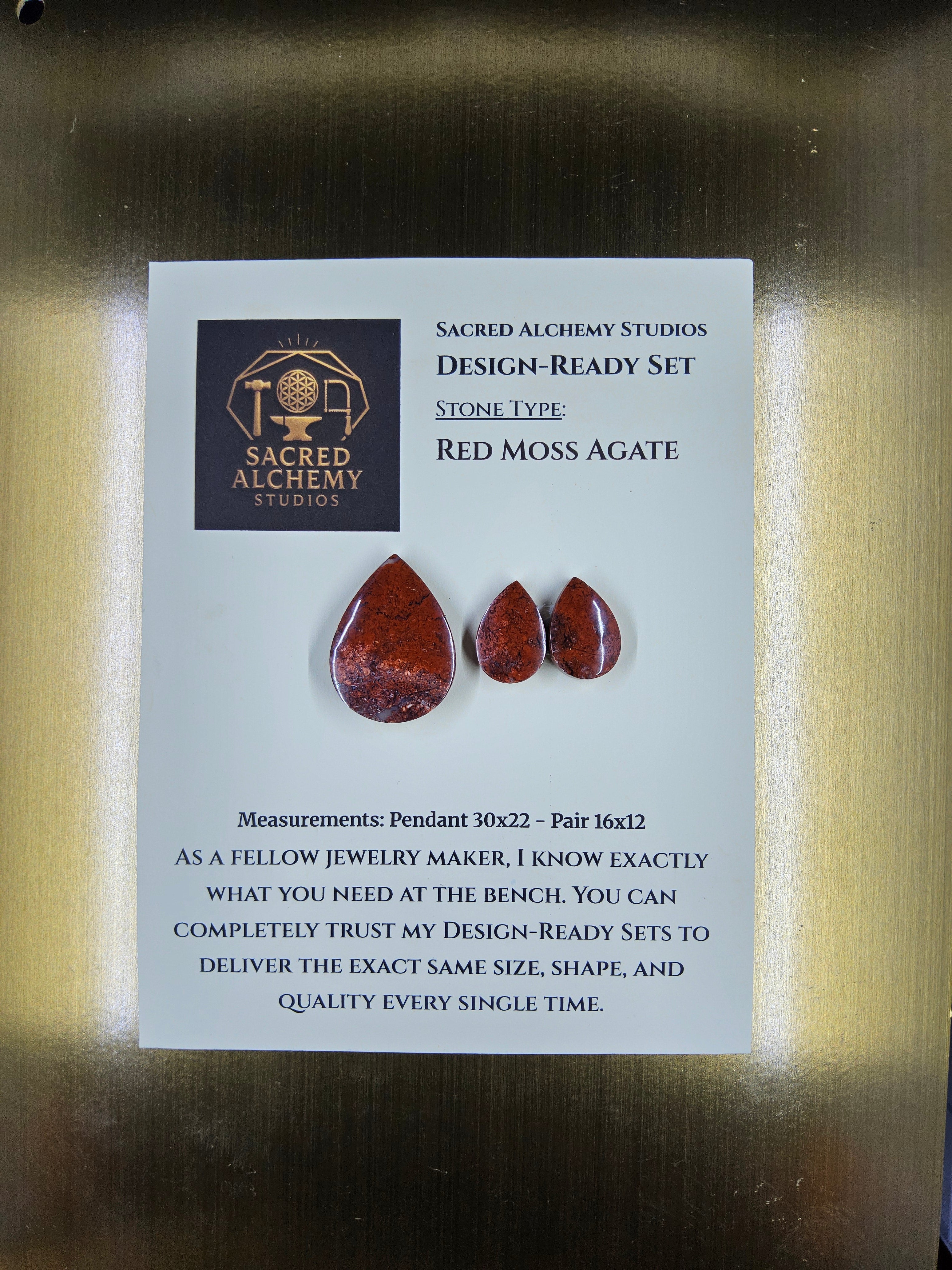 Tear Shape - Red Moss Agate - Design-Ready Sets by Sacred Alchemy Studios