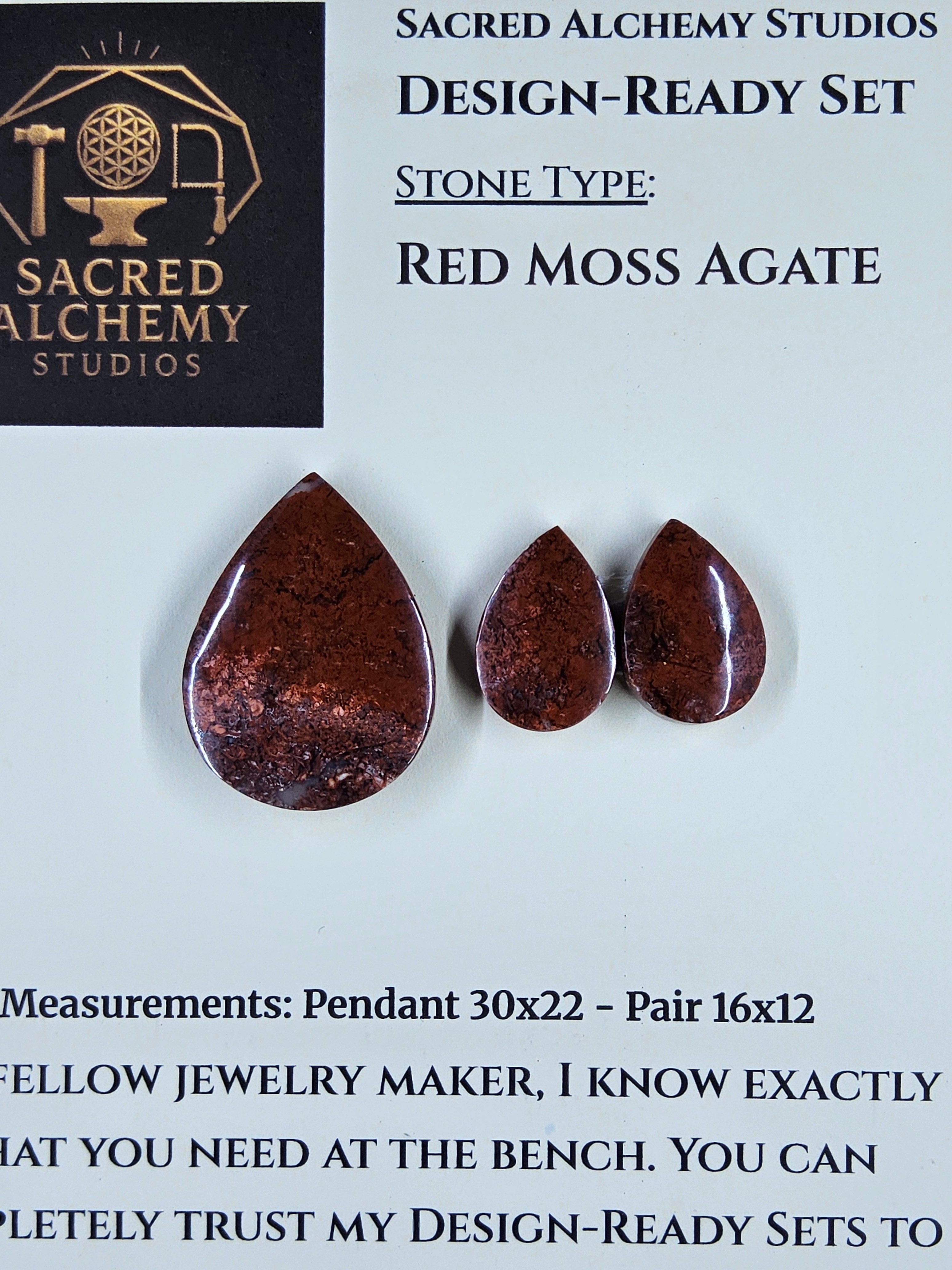 Tear Shape - Red Moss Agate - Design-Ready Sets by Sacred Alchemy Studios