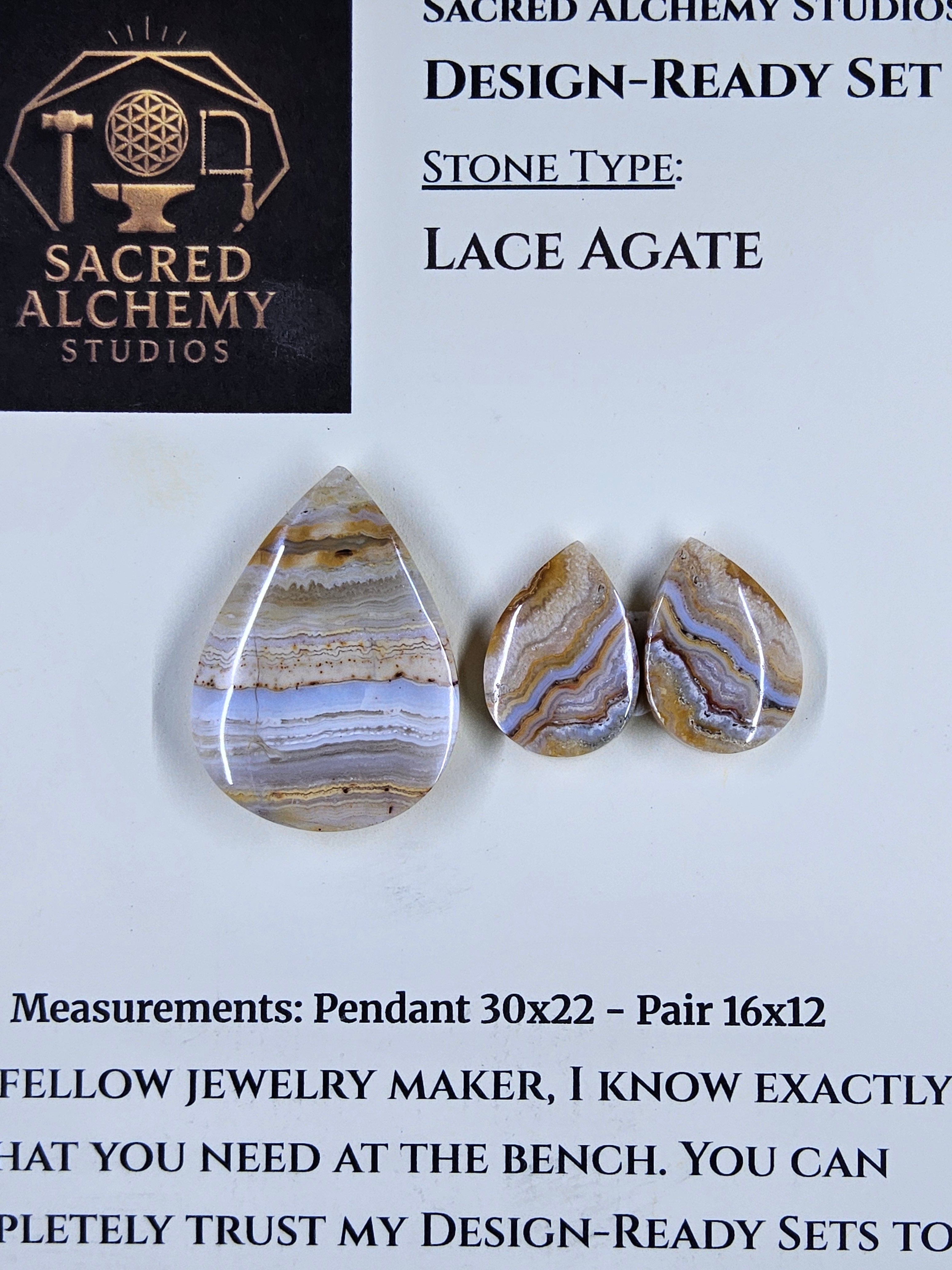 Tear Shape - Lace Agate - Design-Ready Set by Sacred Alchemy Studios