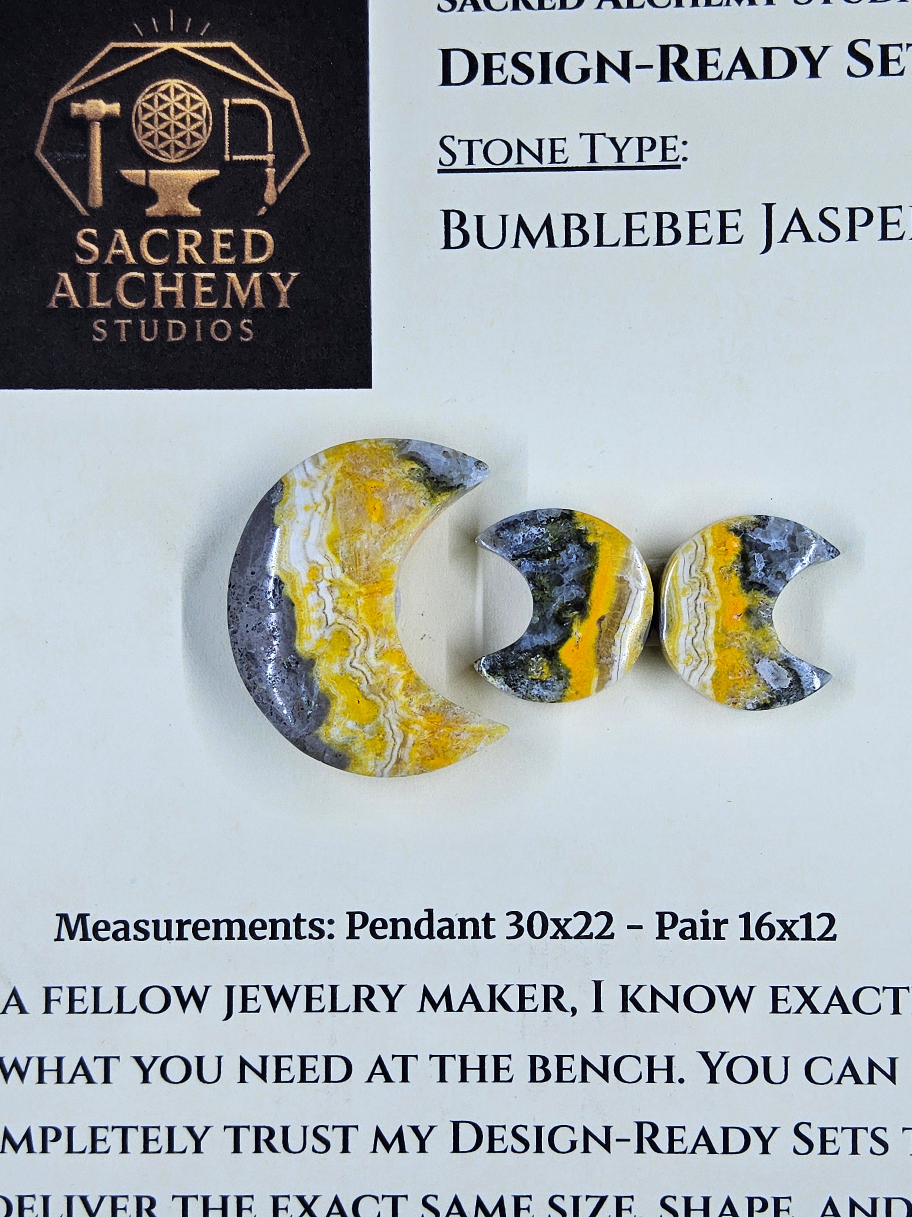 Crescent Moon - Bumblebee Jasper - Design-Ready Set by Sacred Alchemy Studios