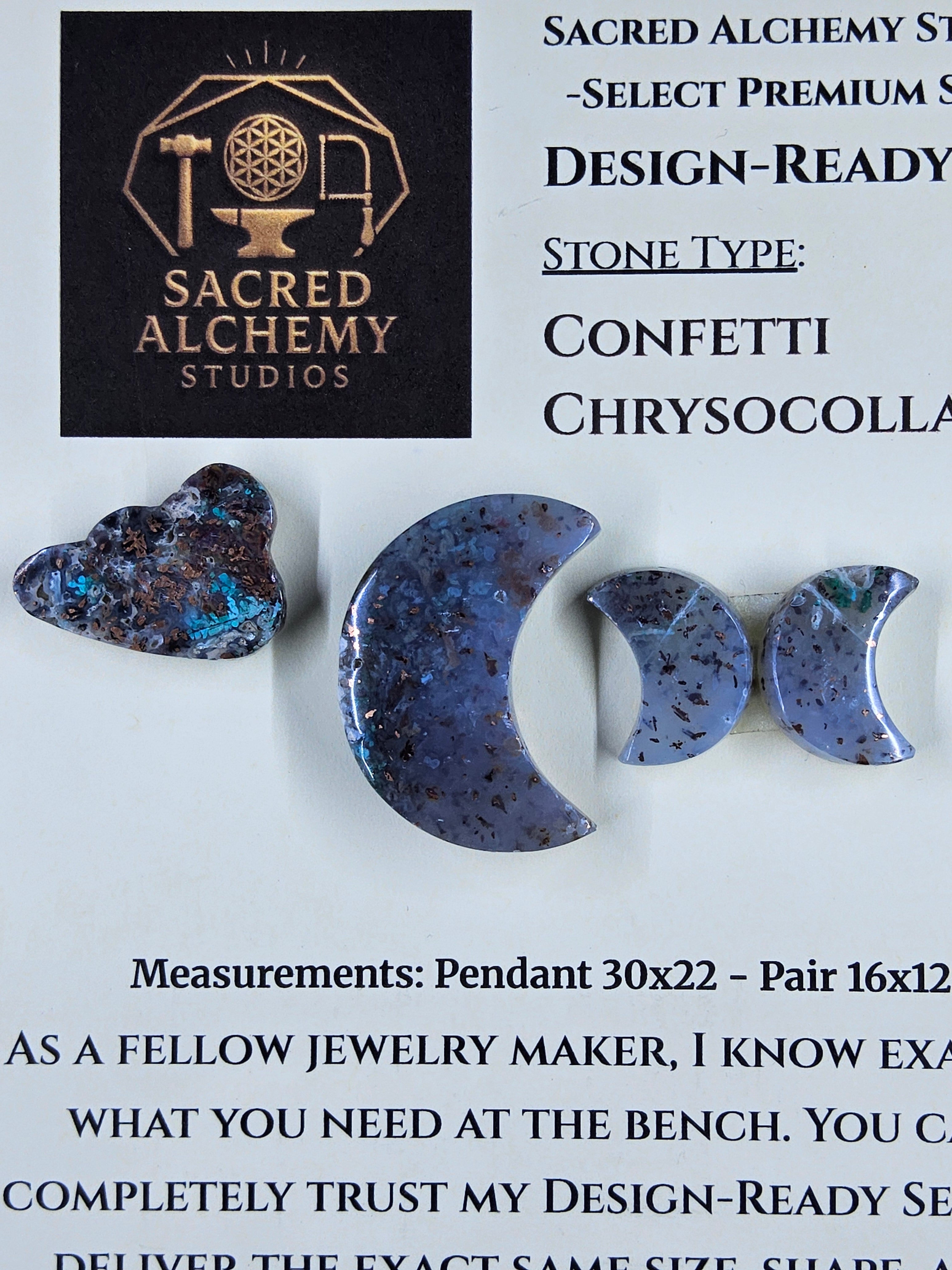 Crescent Moon - Confetti Chrysocolla - Sacred Alchemy Select - Design-Ready Set by Sacred Alchemy Studios