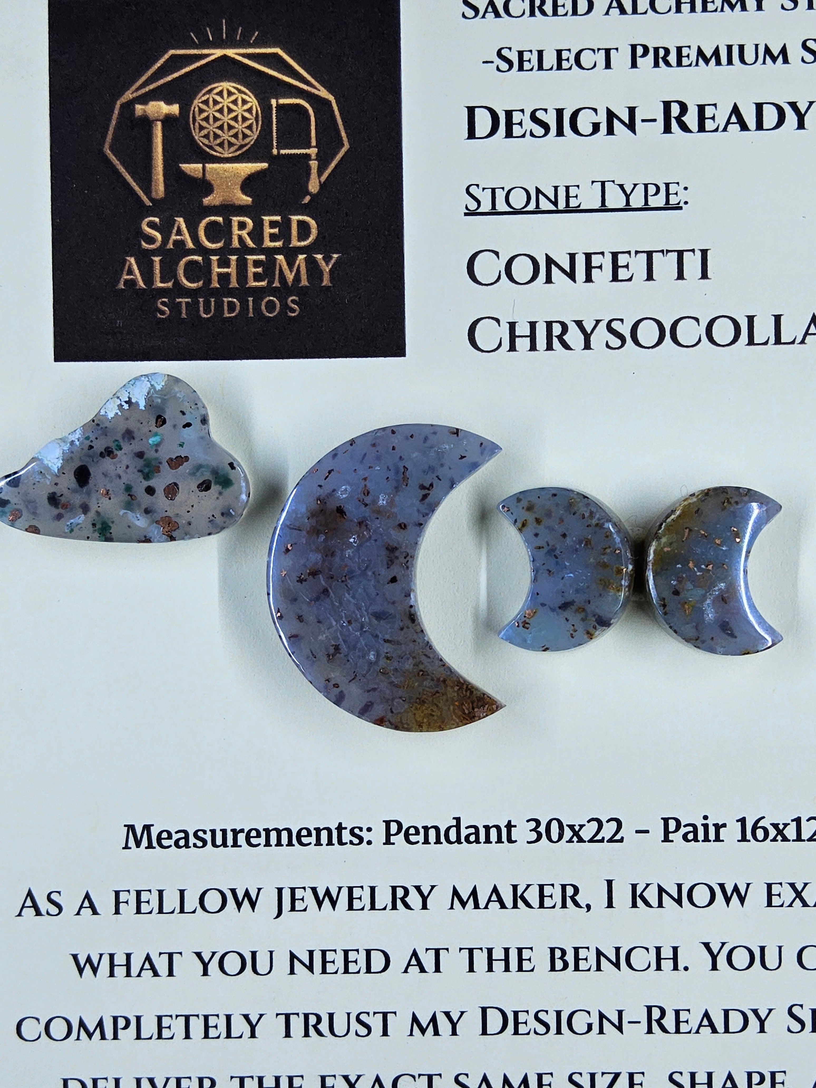 Crescent Moon - Confetti Chrysocolla - Sacred Alchemy Select - Design-Ready Set by Sacred Alchemy Studios