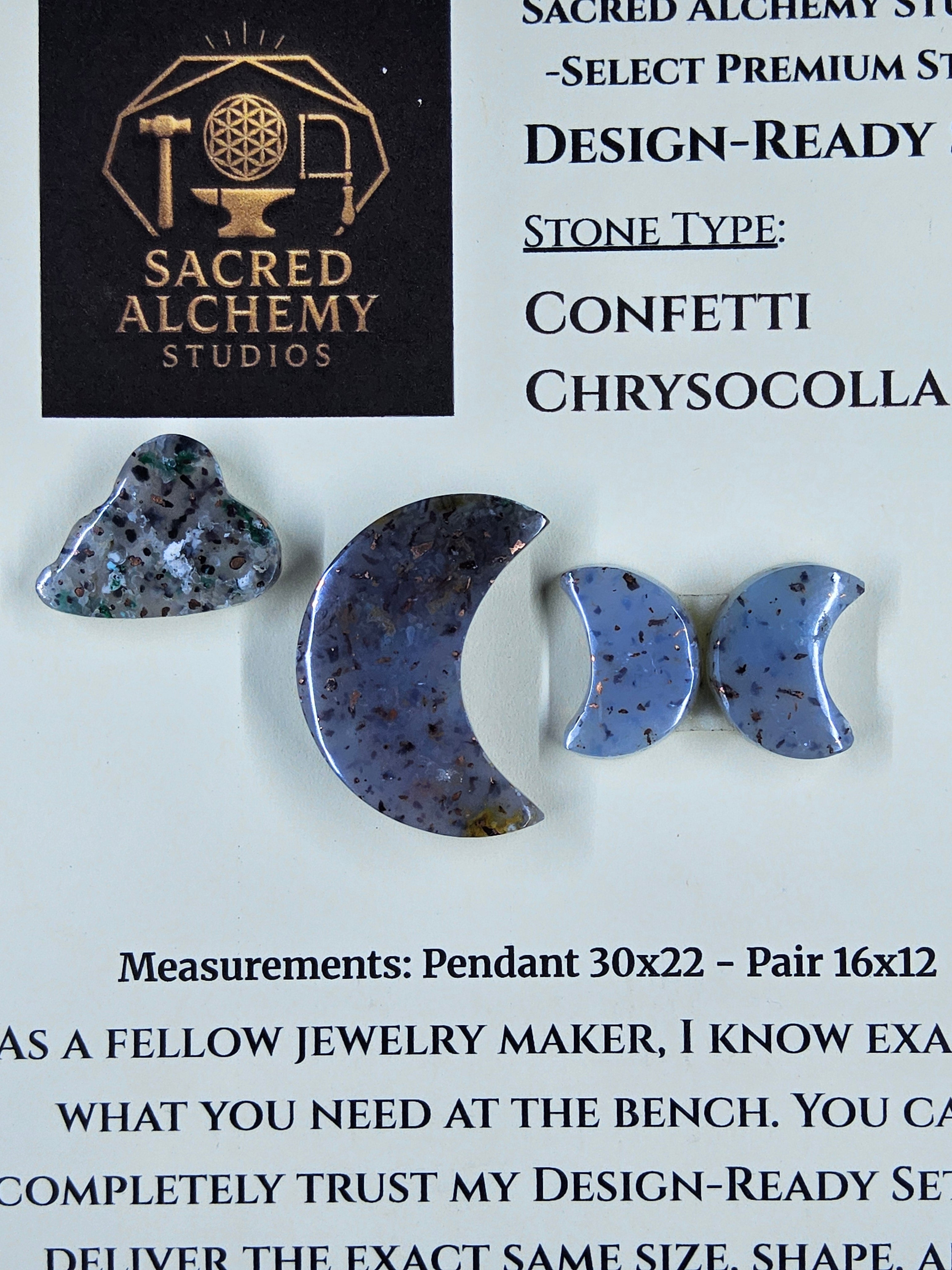 Crescent Moon - Confetti Chrysocolla - Sacred Alchemy Select - Design-Ready Set by Sacred Alchemy Studios