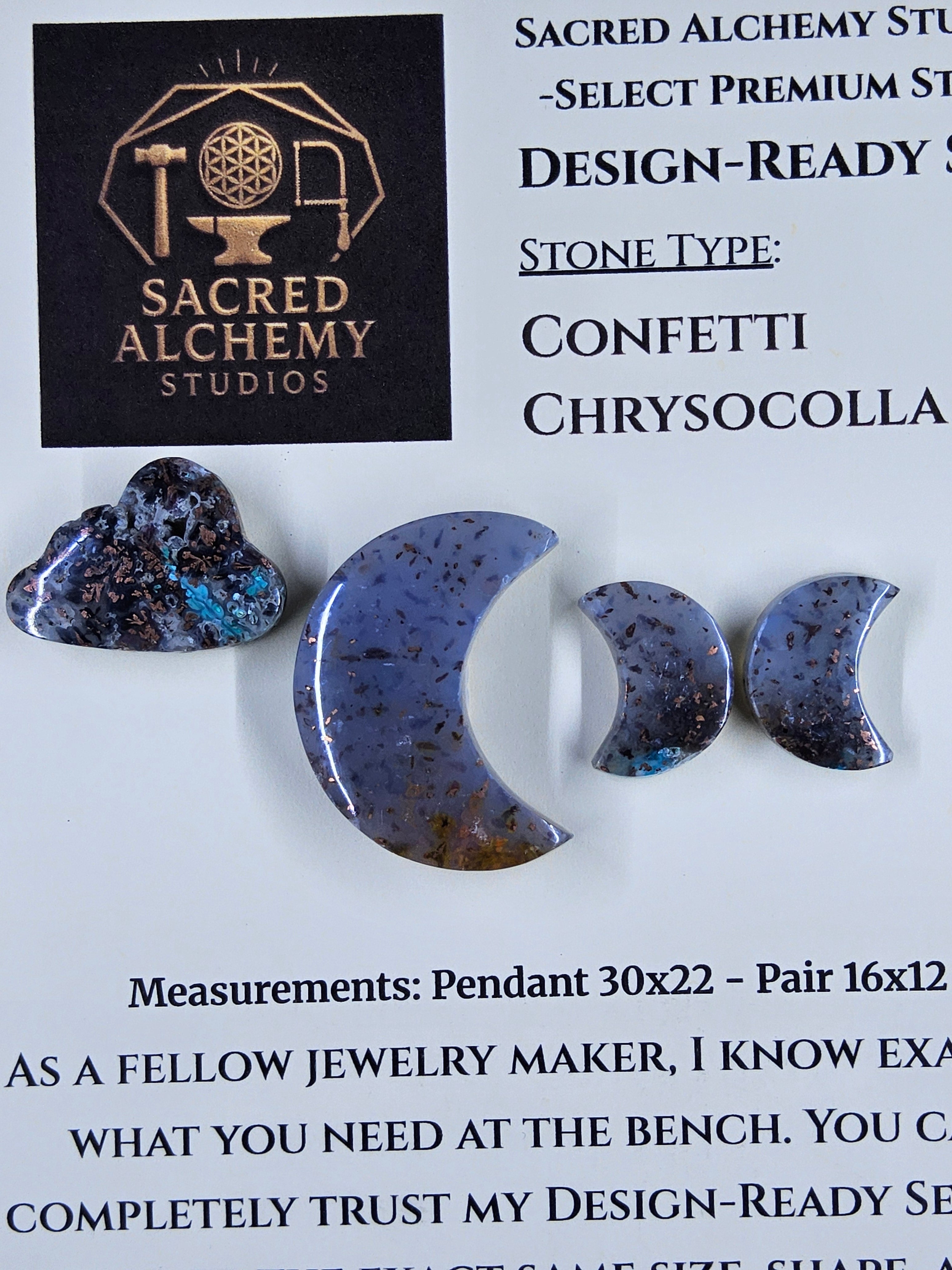Crescent Moon - Confetti Chrysocolla - Sacred Alchemy Select - Design-Ready Set by Sacred Alchemy Studios