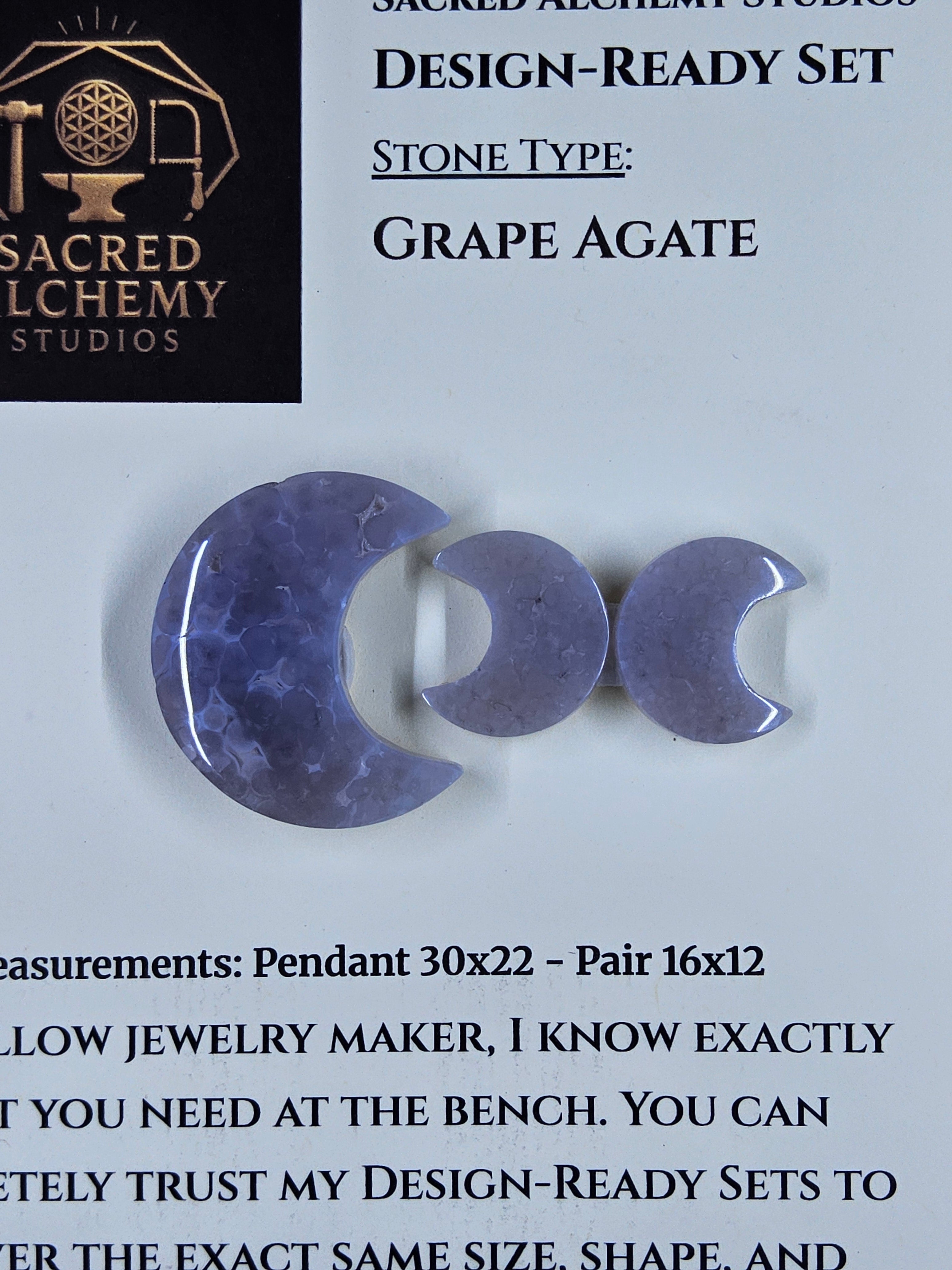 Crescent Moon - Grape Agate - Design-Ready Set by Sacred Alchemy Studios