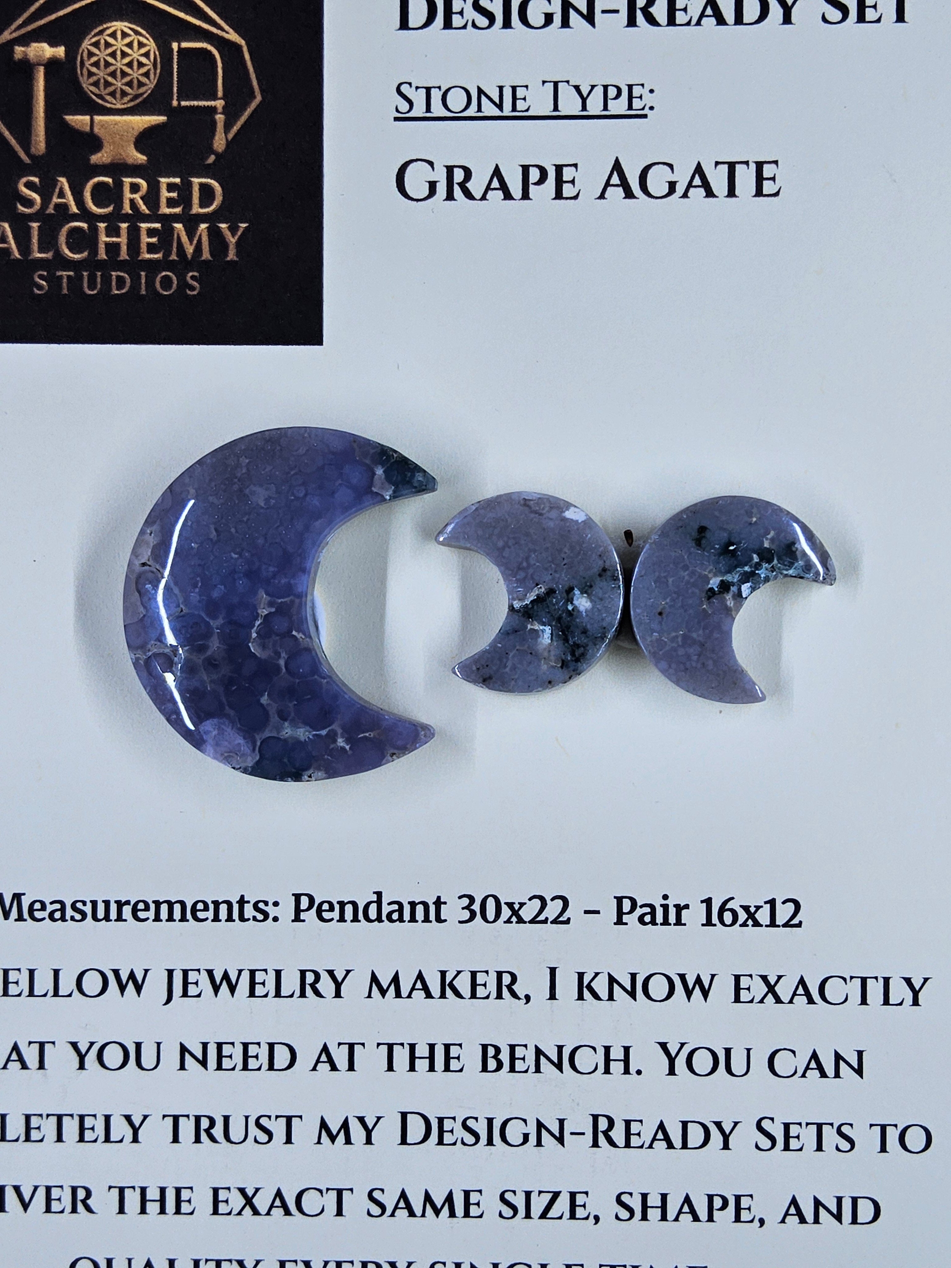 Crescent Moon - Grape Agate - Design-Ready Set by Sacred Alchemy Studios