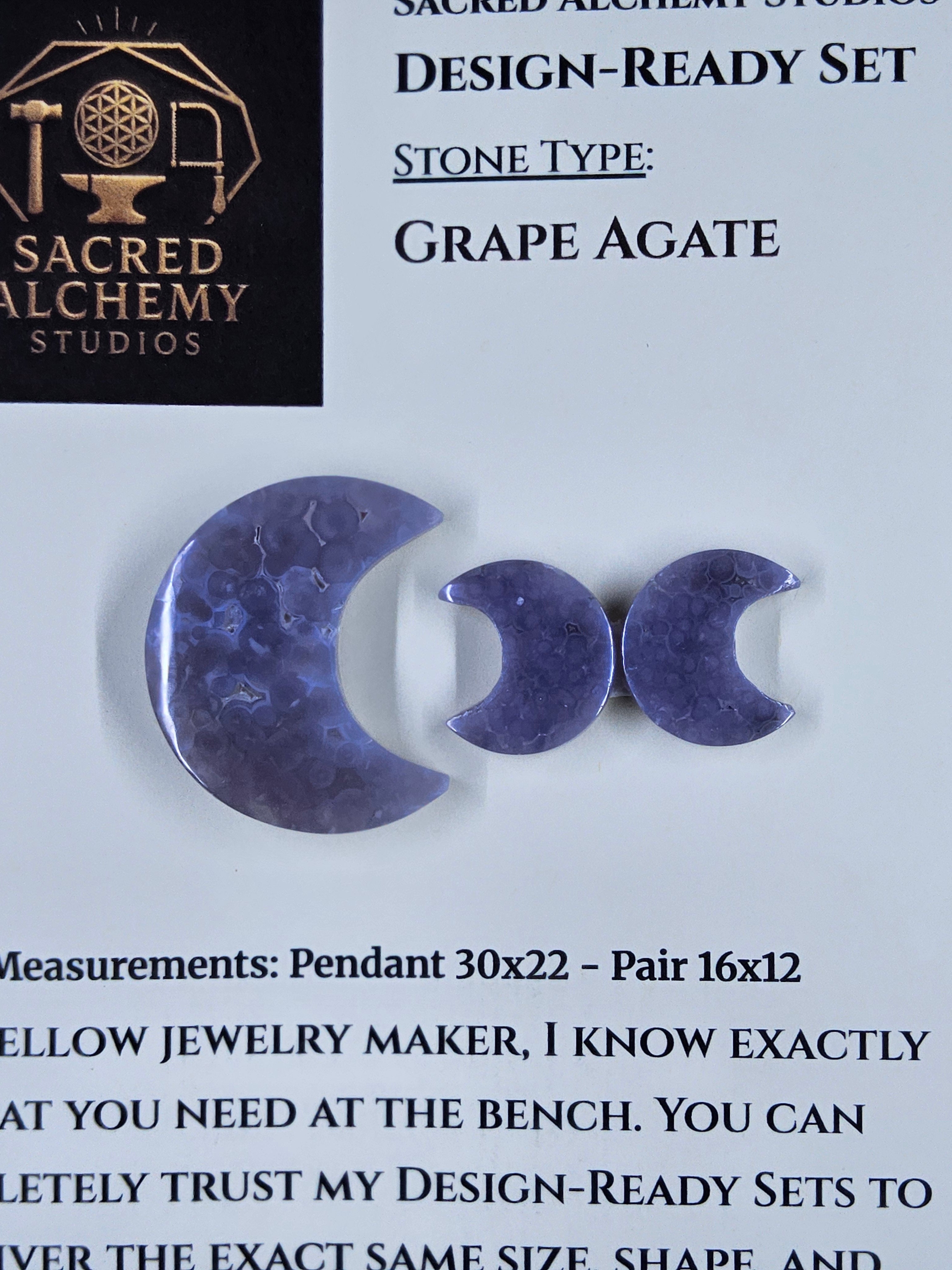 Crescent Moon - Grape Agate - Design-Ready Set by Sacred Alchemy Studios