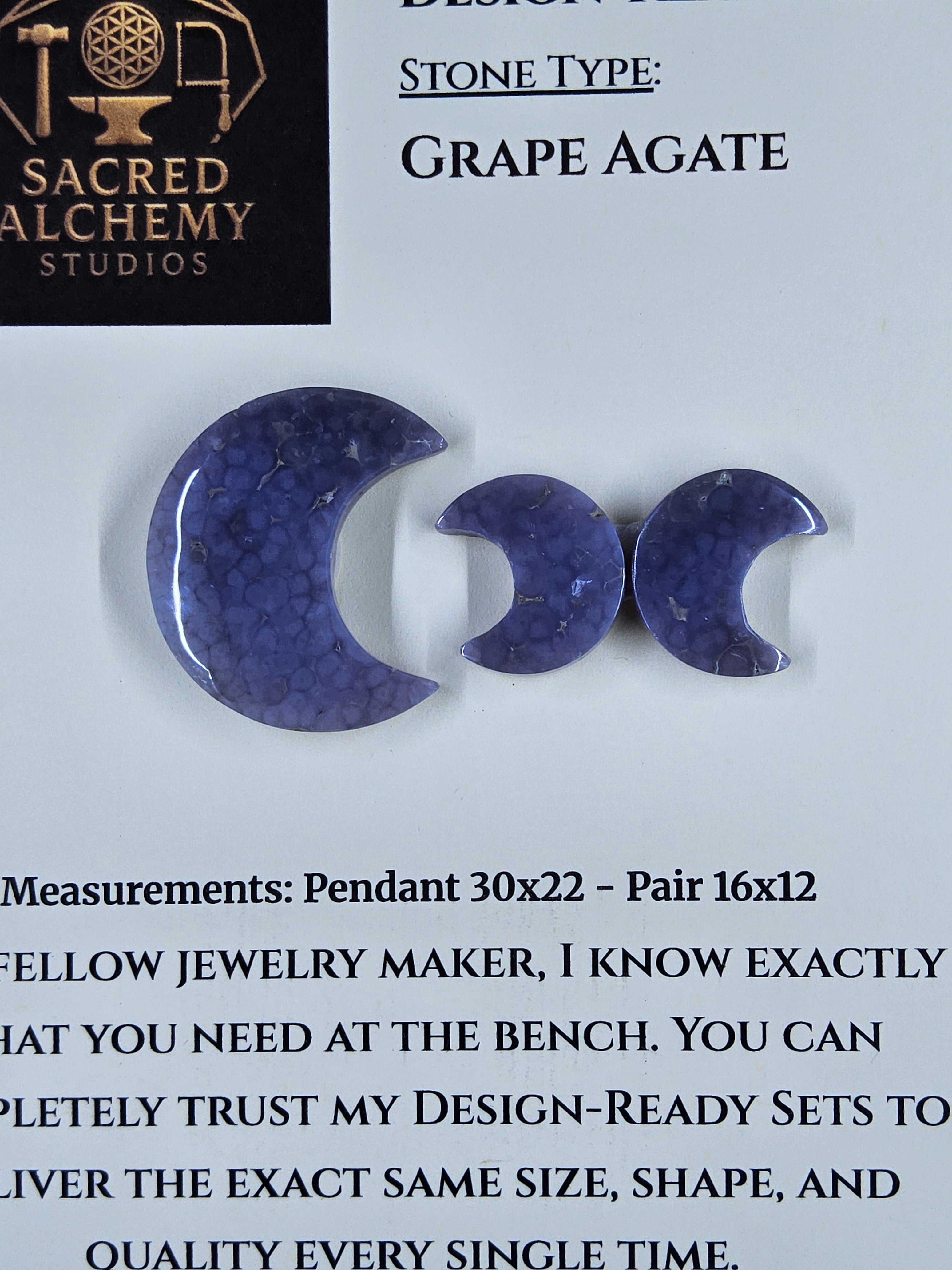 Crescent Moon - Grape Agate - Design-Ready Set by Sacred Alchemy Studios
