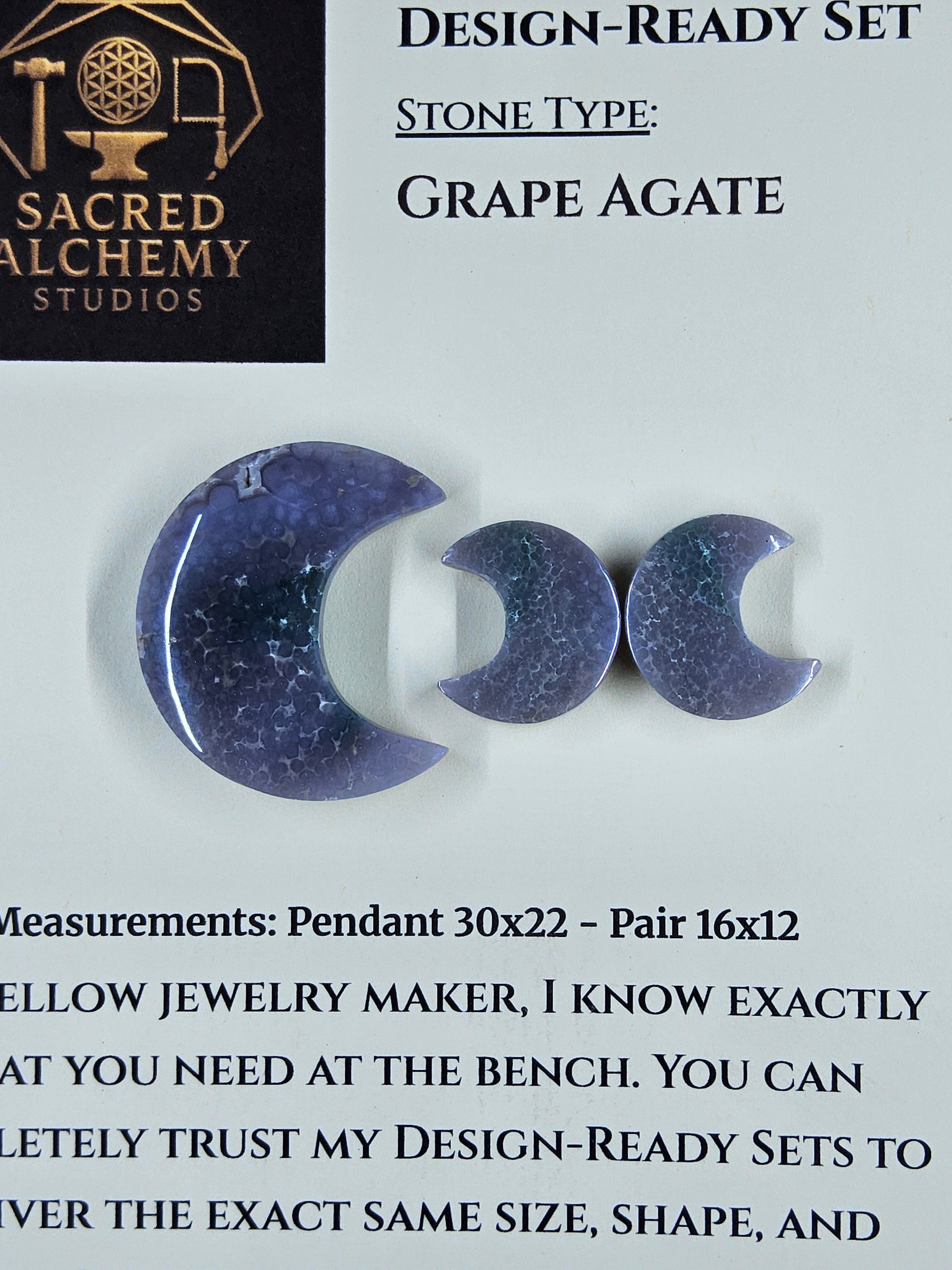 Crescent Moon - Grape Agate - Design-Ready Set by Sacred Alchemy Studios