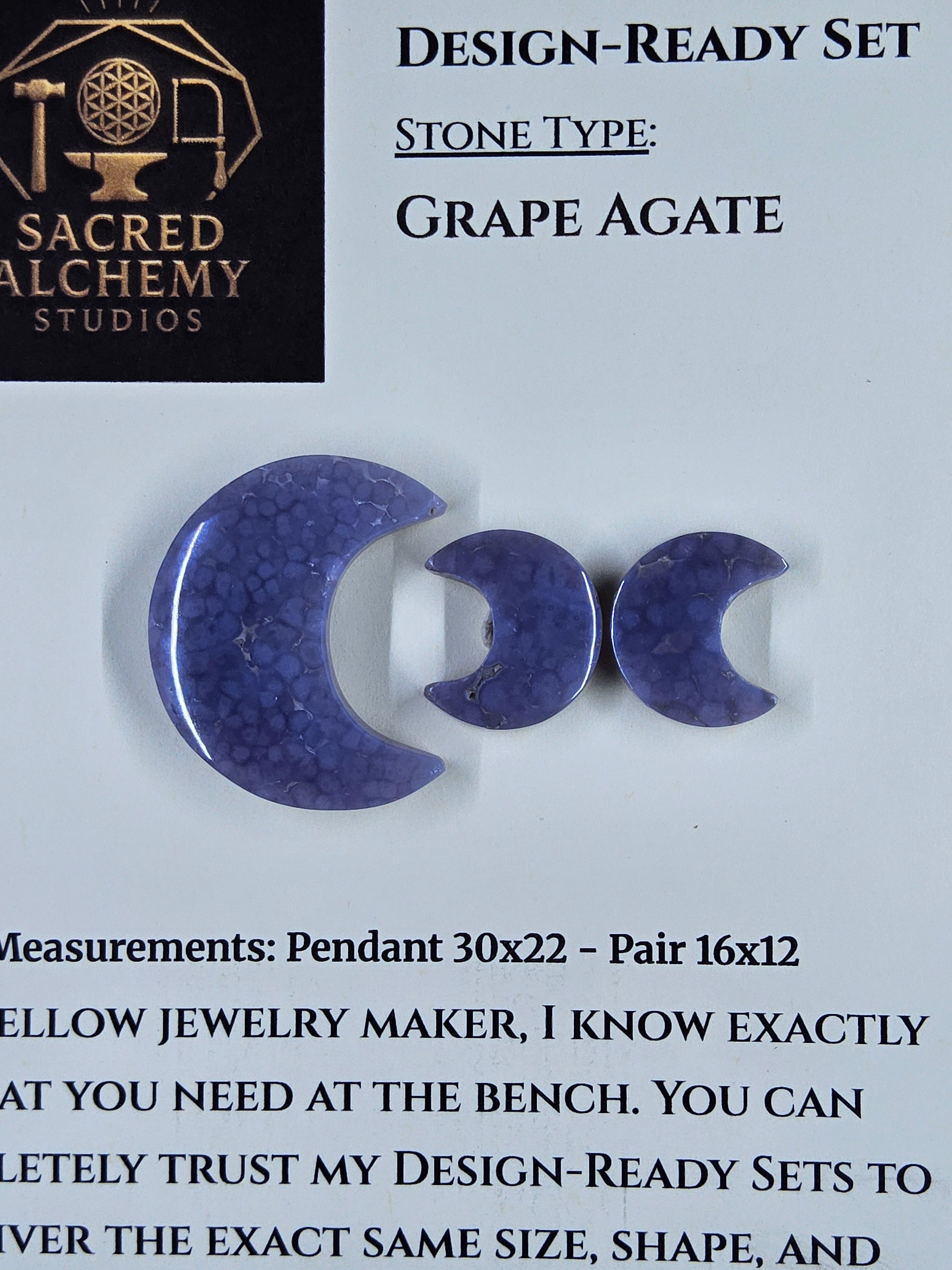 Crescent Moon - Grape Agate - Design-Ready Set by Sacred Alchemy Studios