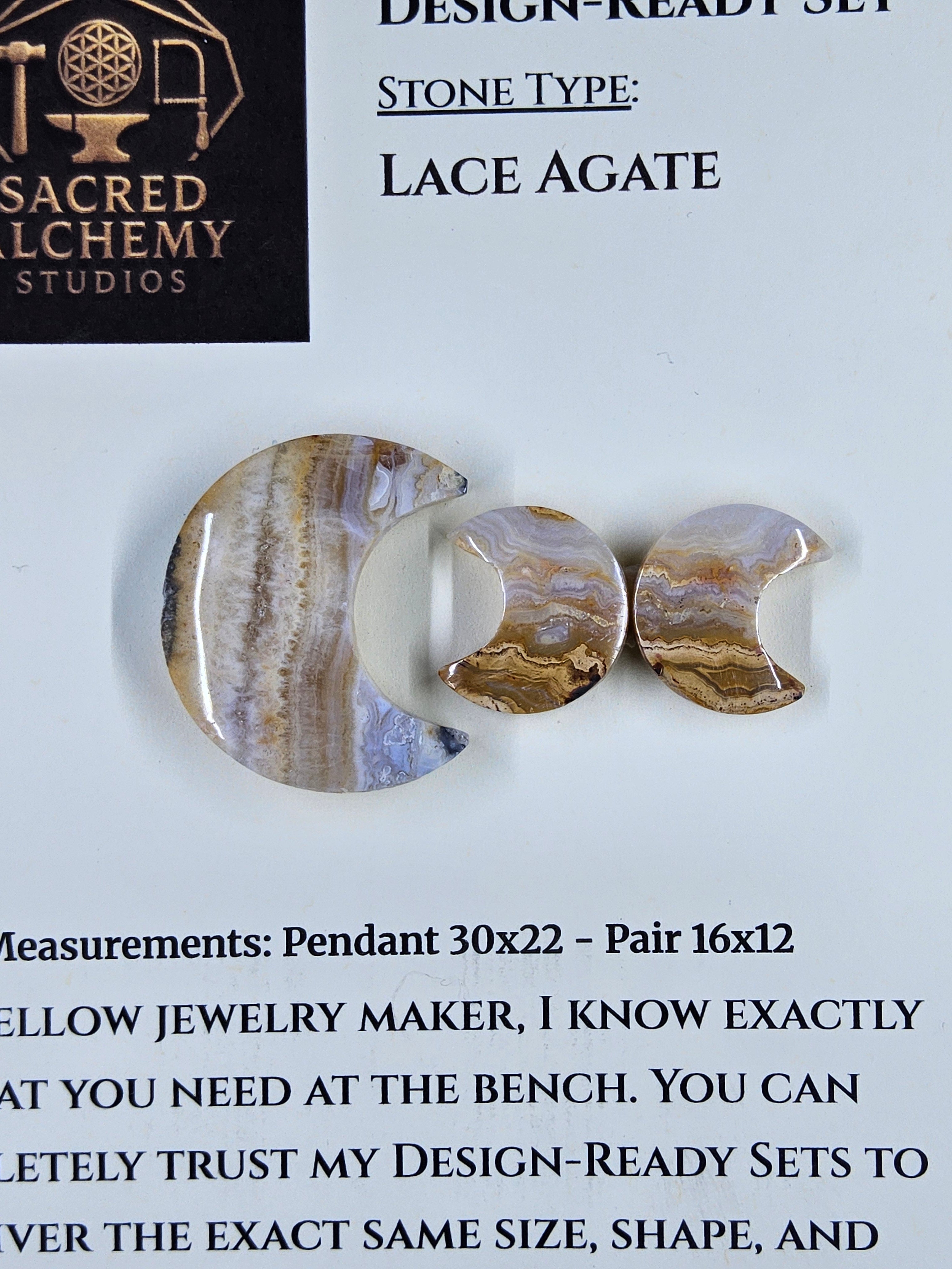 Crescent Moon - Lace Agate - Design-Ready Set by Sacred Alchemy Studios