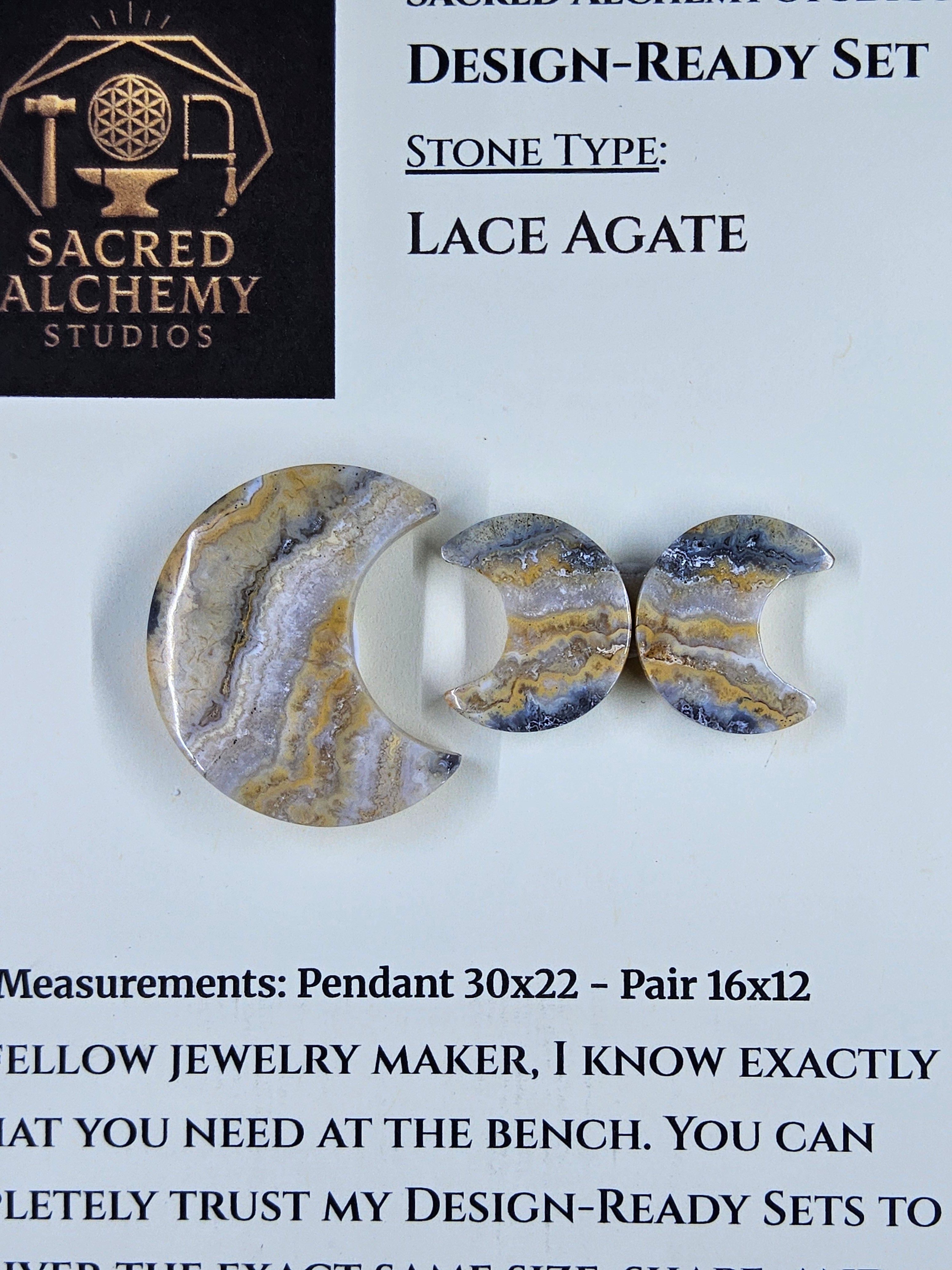 Crescent Moon - Lace Agate - Design-Ready Set by Sacred Alchemy Studios