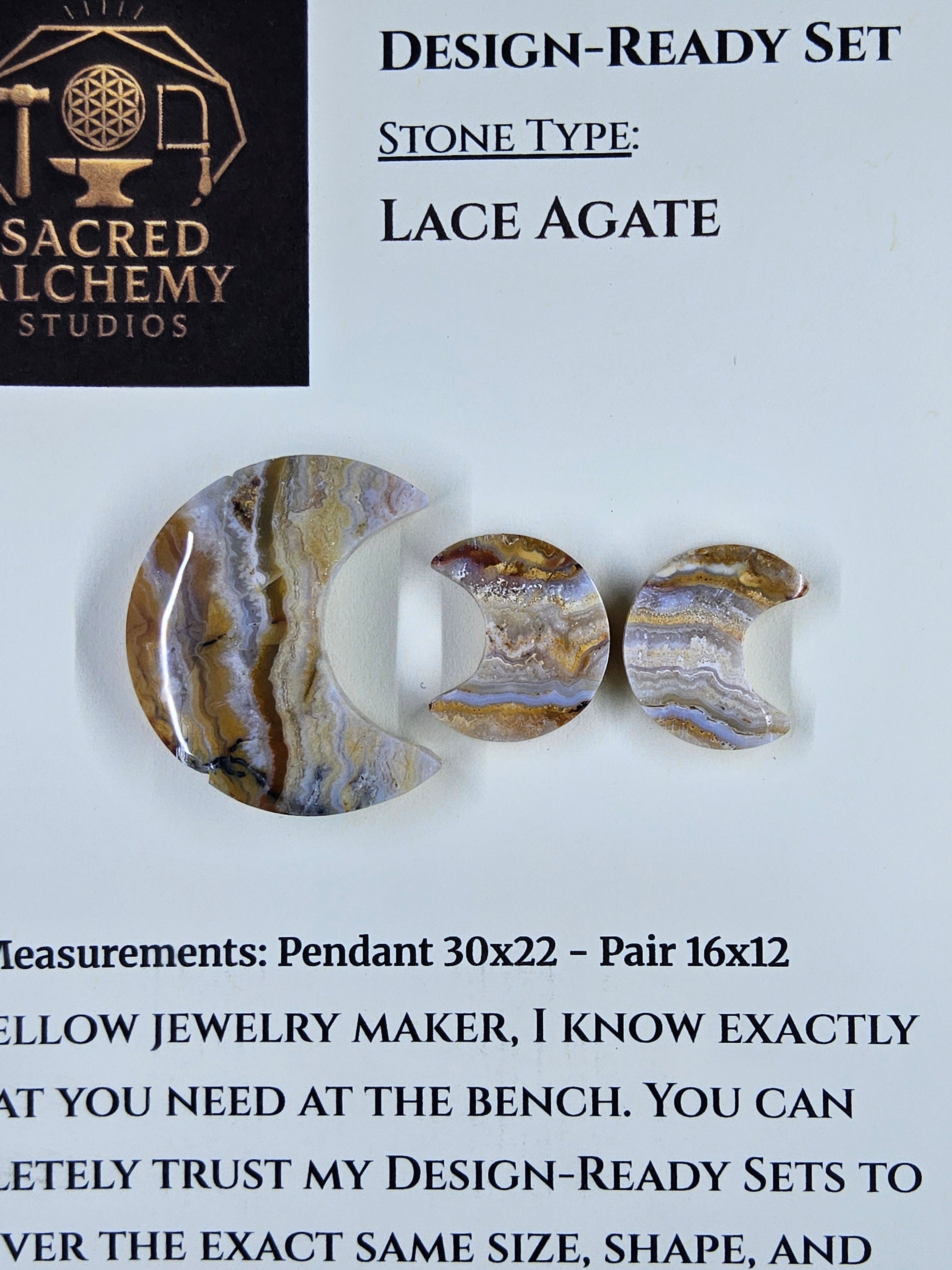 Crescent Moon - Lace Agate - Design-Ready Set by Sacred Alchemy Studios