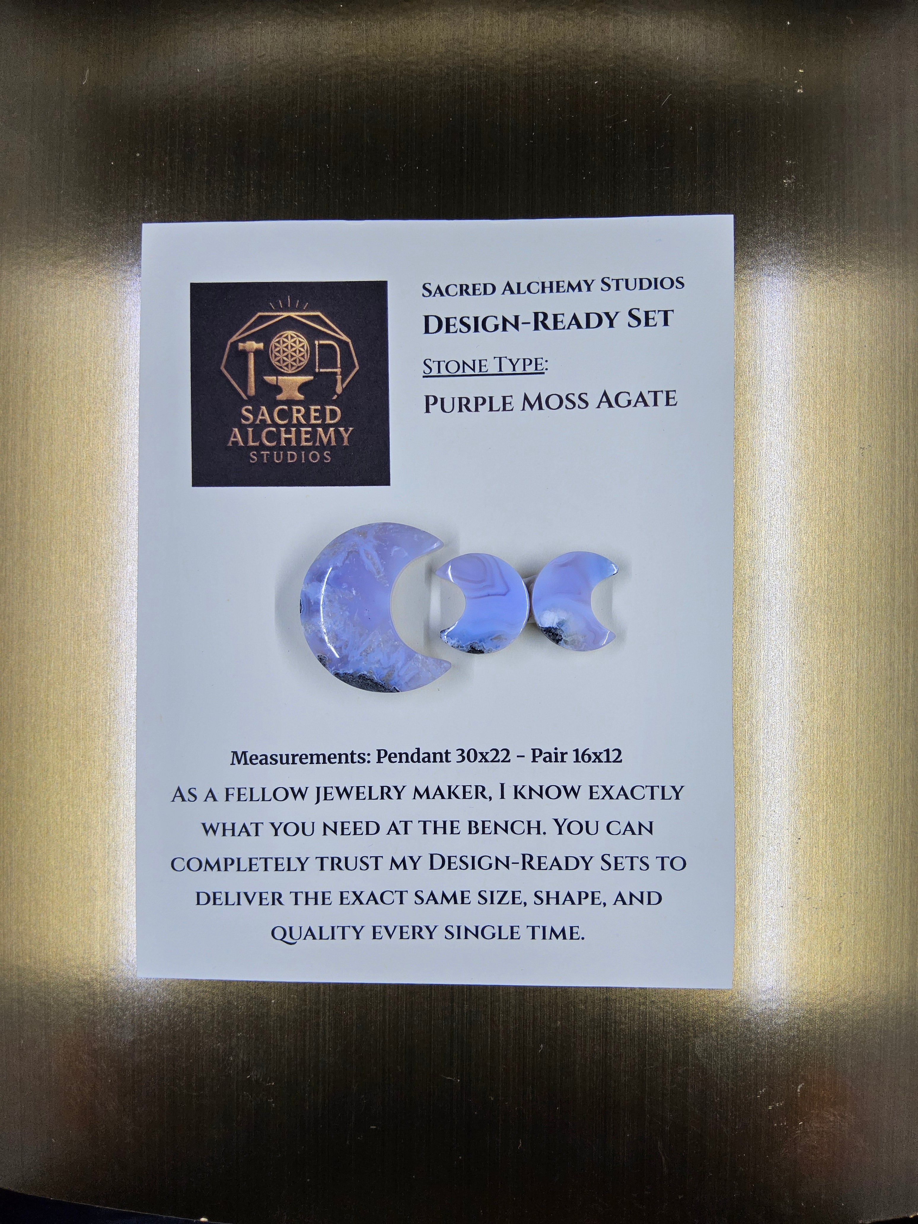 Crescent Moon - Purple Moss Agate - Design-Ready Set by Sacred Alchemy Studios