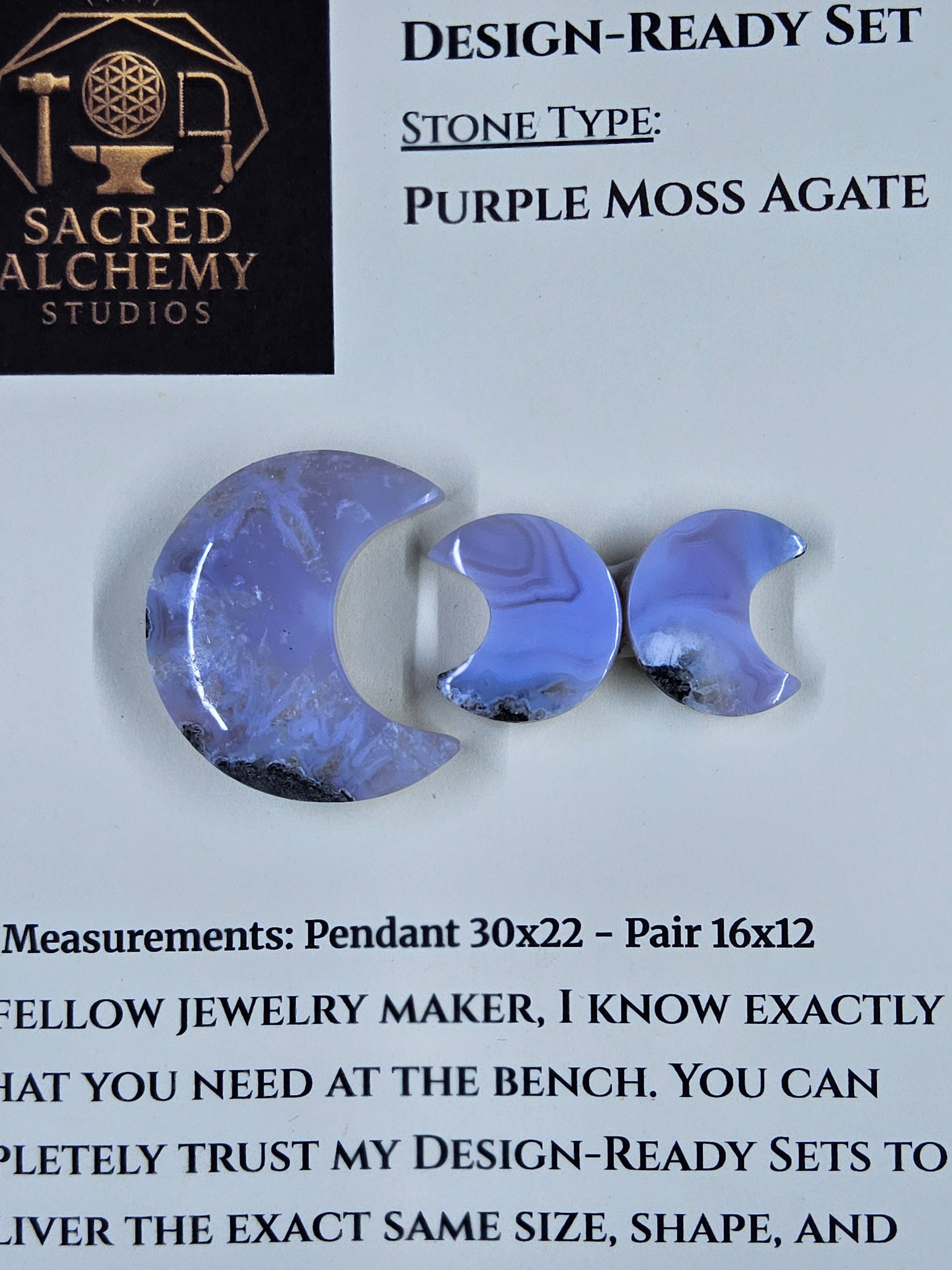 Crescent Moon - Purple Moss Agate - Design-Ready Set by Sacred Alchemy Studios