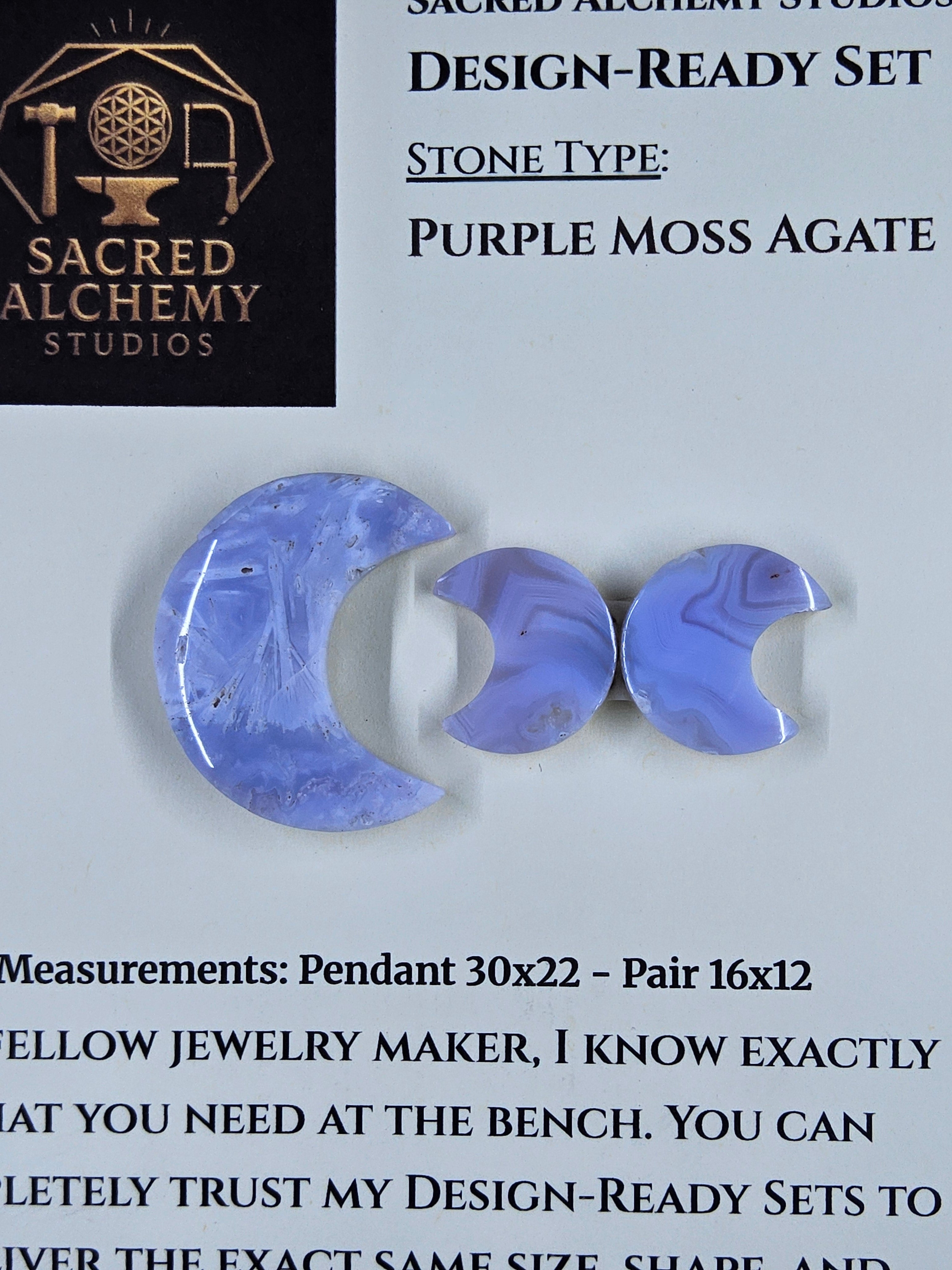 Crescent Moon - Purple Moss Agate - Design-Ready Set by Sacred Alchemy Studios