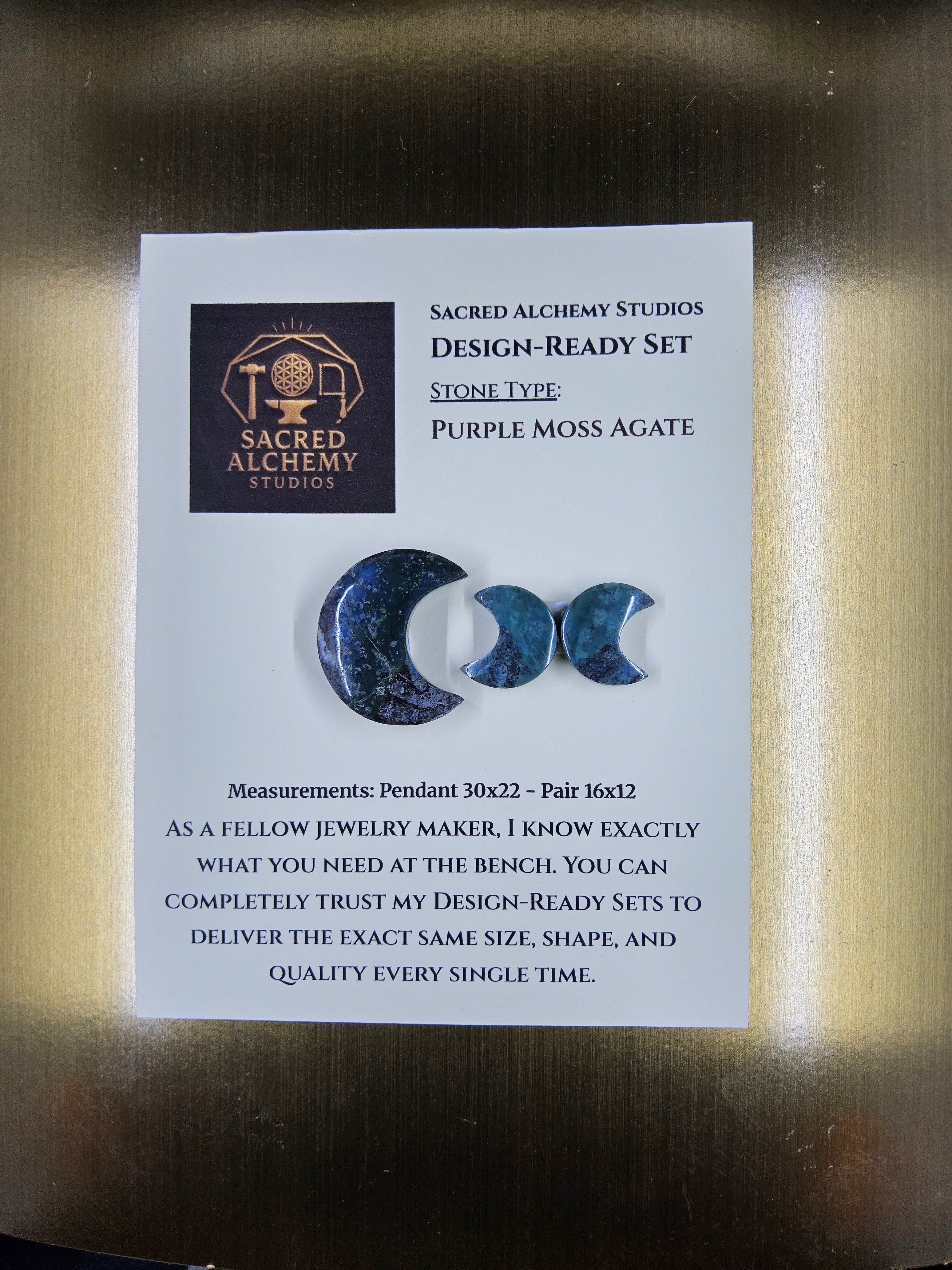 Crescent Moon - Purple Moss Agate - Design-Ready Set by Sacred Alchemy Studios