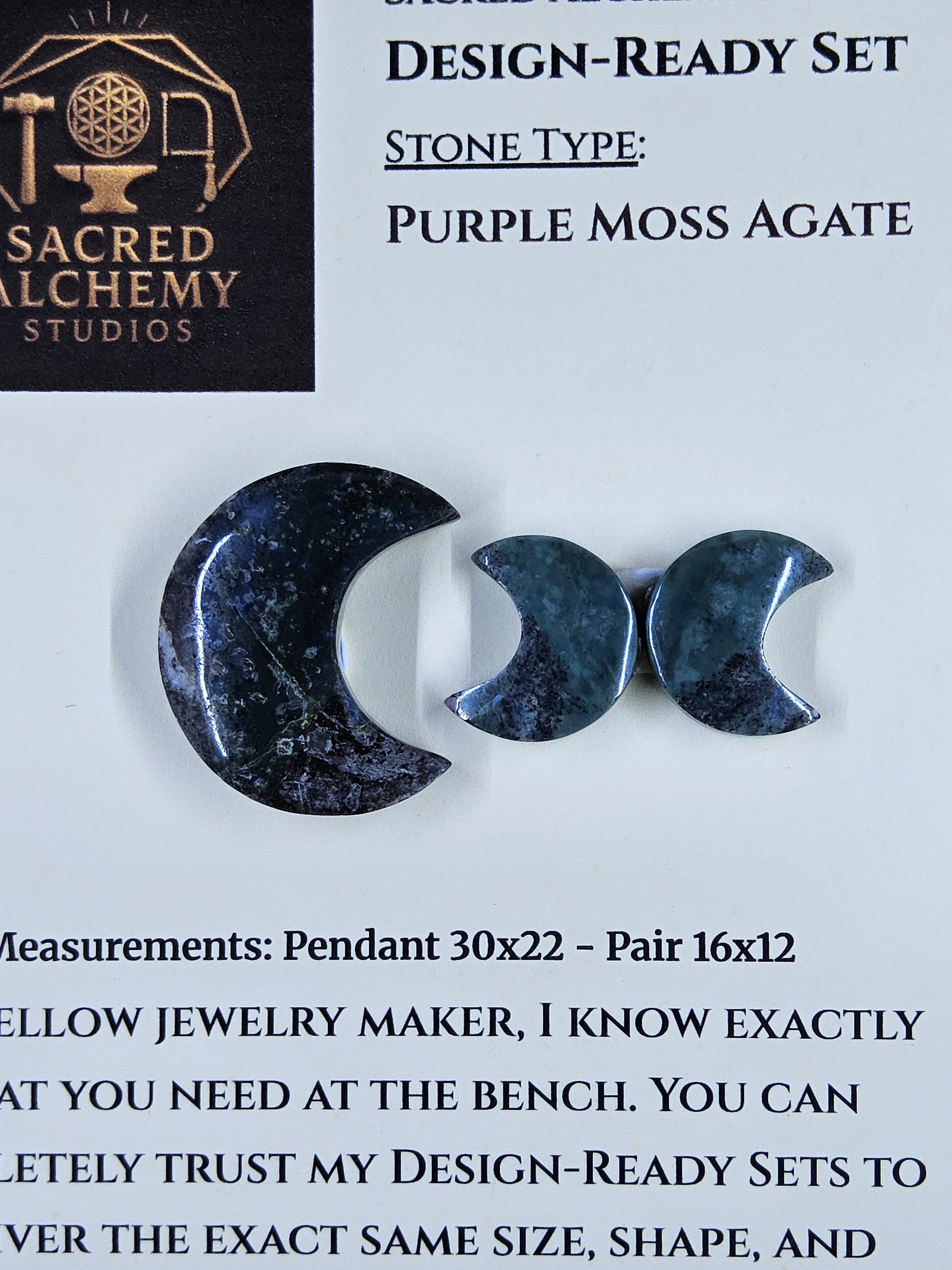 Crescent Moon - Purple Moss Agate - Design-Ready Set by Sacred Alchemy Studios