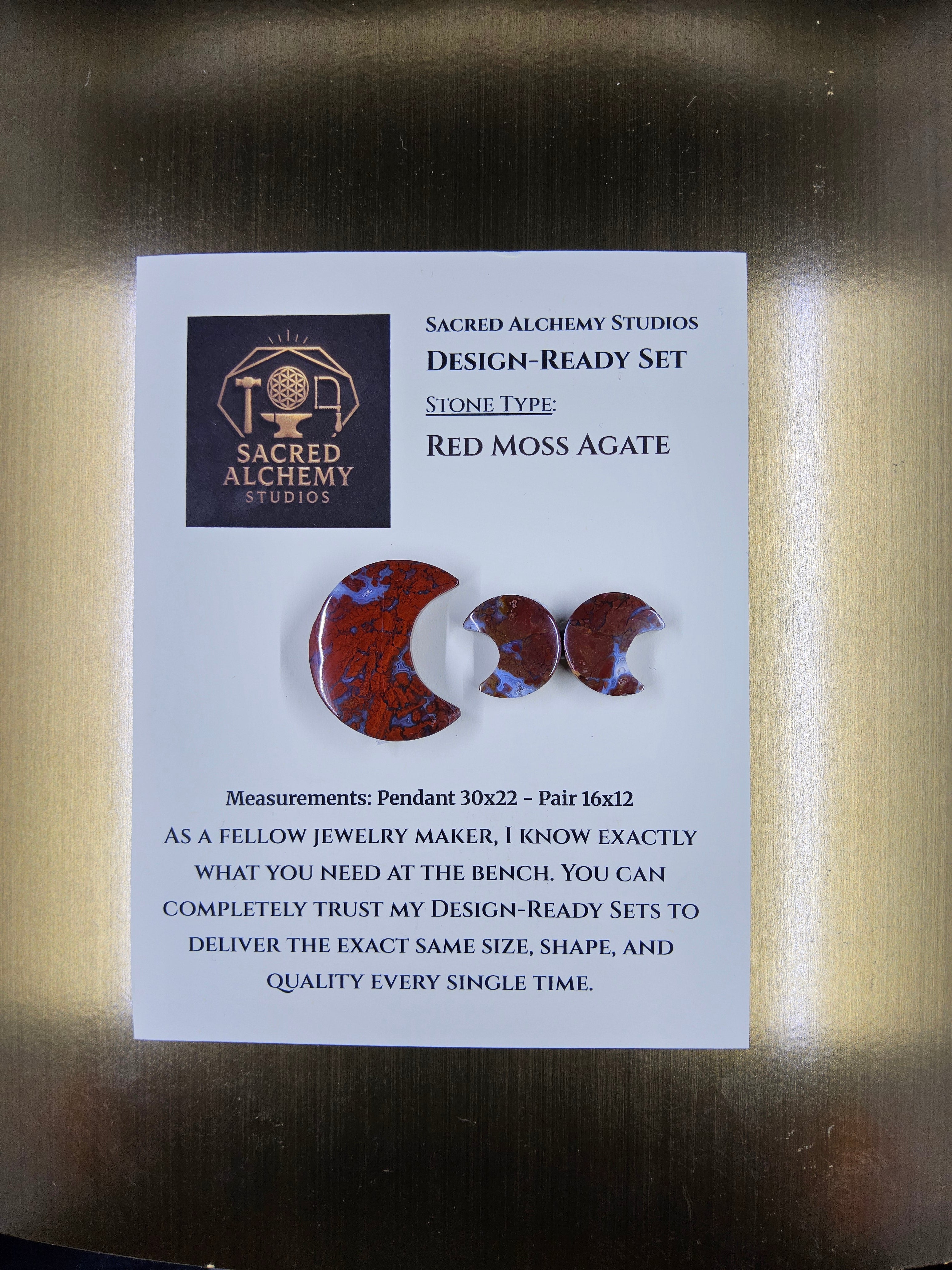 Crescent Moon - Red Moss Agate - Design-Ready Sets by Sacred Alchemy Studios