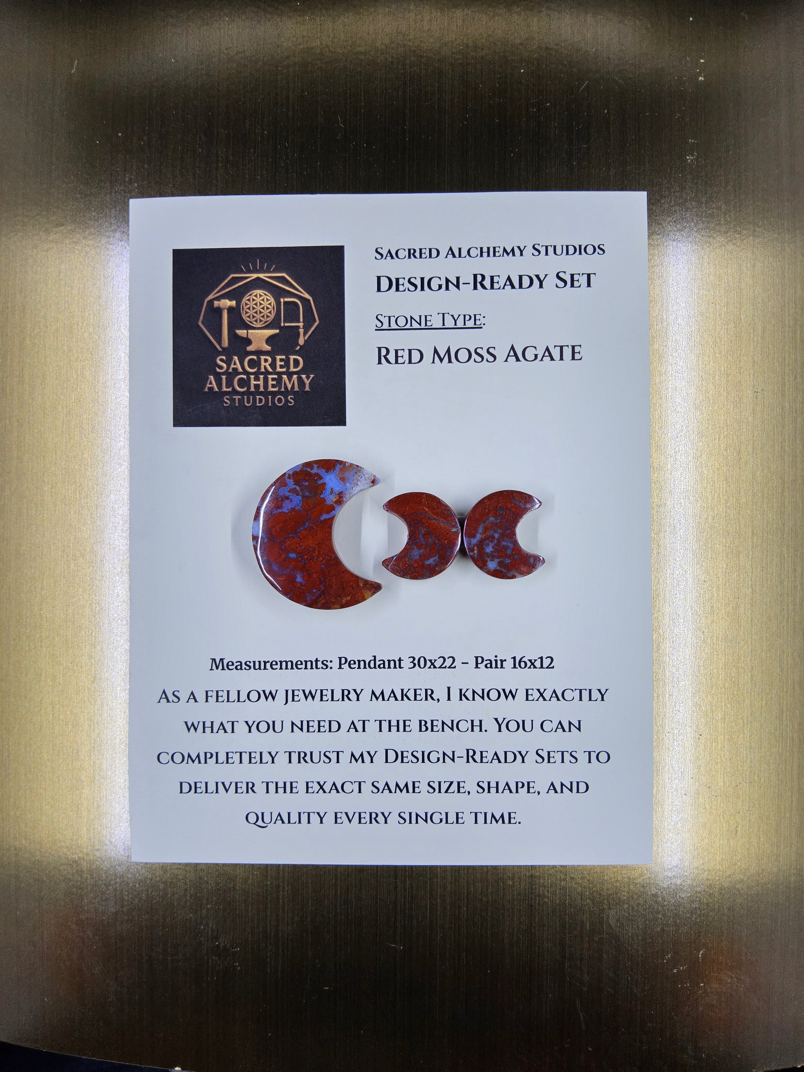 Crescent Moon - Red Moss Agate - Design-Ready Sets by Sacred Alchemy Studios