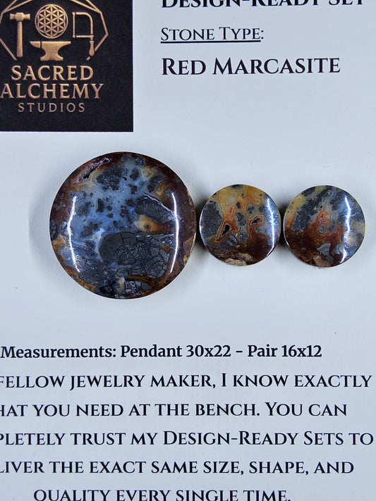 Circle Shape - Red Marcasite - Design-Ready Sets by Sacred Alchemy Studios